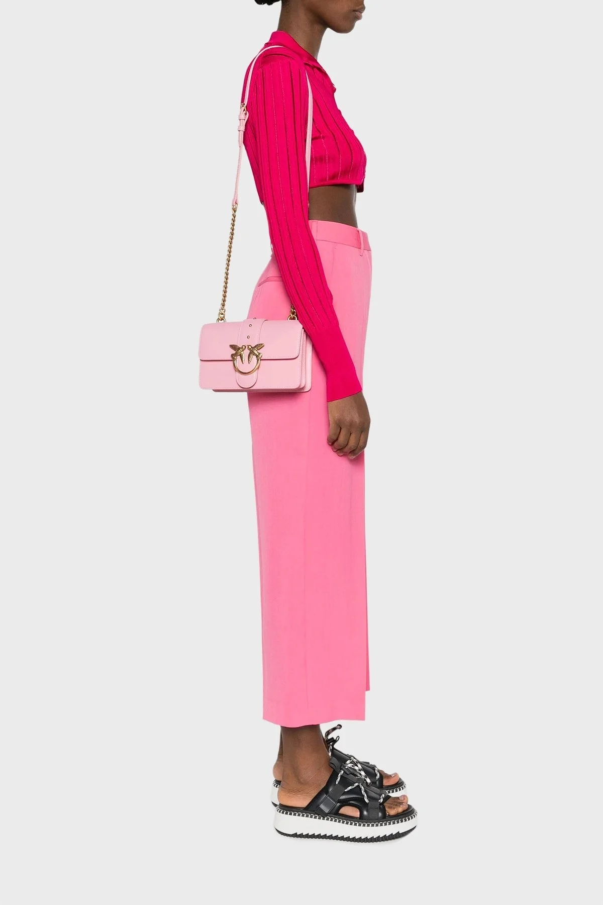 Pinko Ayarlanabilir Zincir Askılı Hakiki Deri Bayan Çanta 100059 A0F1 P31Q PEMBE - 2