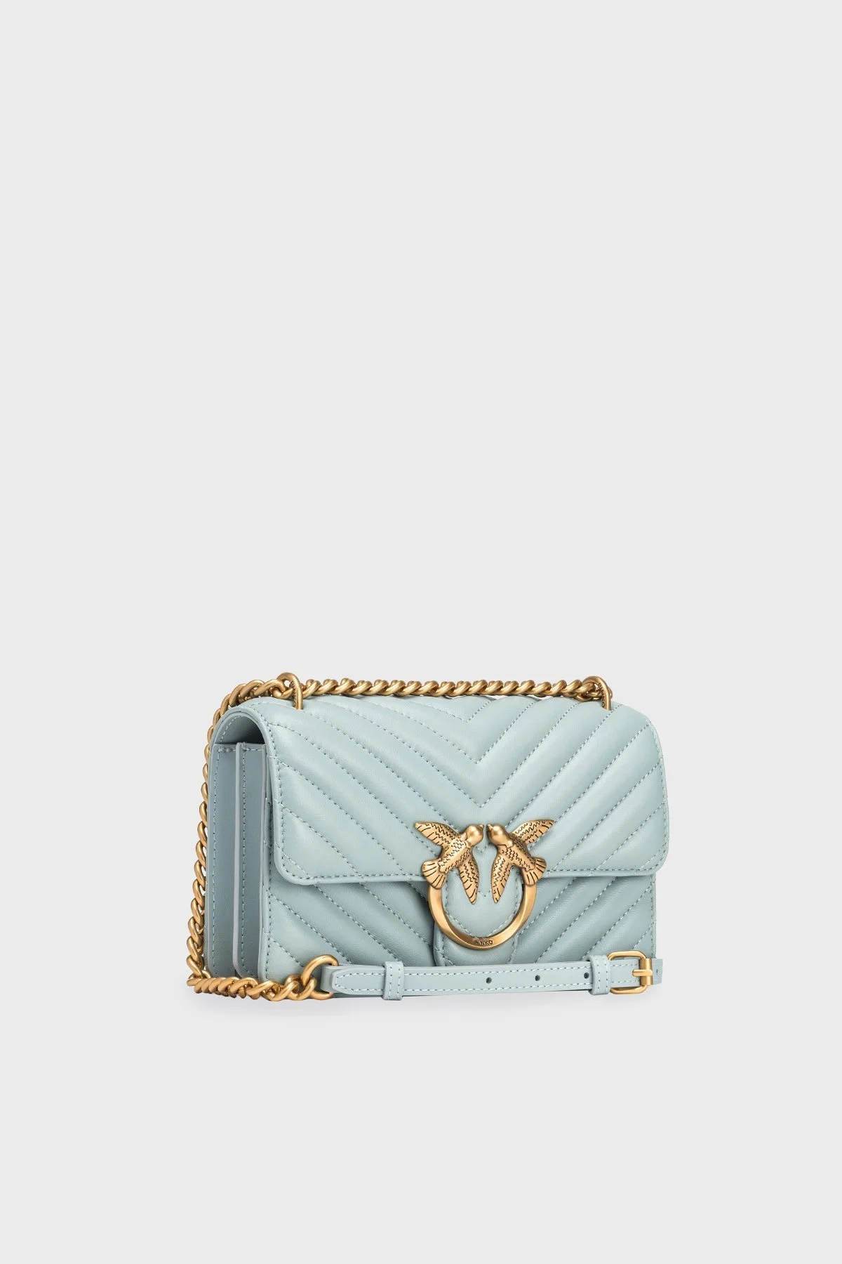 Pinko Ayarlanabilir Zincir Askılı Hakiki Deri Bayan Çanta 100074 A0GK E68Q AÇIK MAVİ - 3
