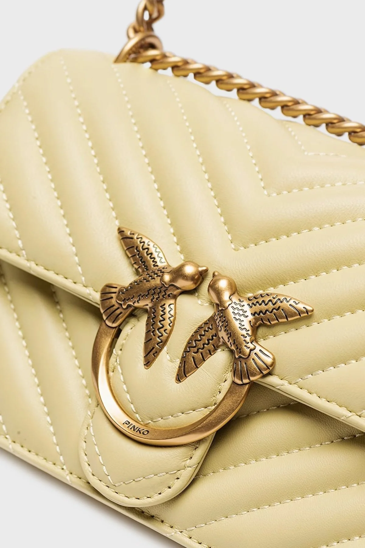 Pinko Ayarlanabilir Zincir Askılı Hakiki Deri Bayan Çanta 100074 A0GK S14Q SARI - 4