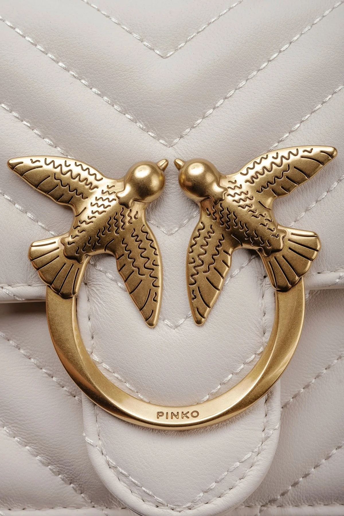 Pinko Ayarlanabilir Zincir Askılı Hakiki Deri Bayan Çanta 100074 A0GK Z14Q BEYAZ - 7