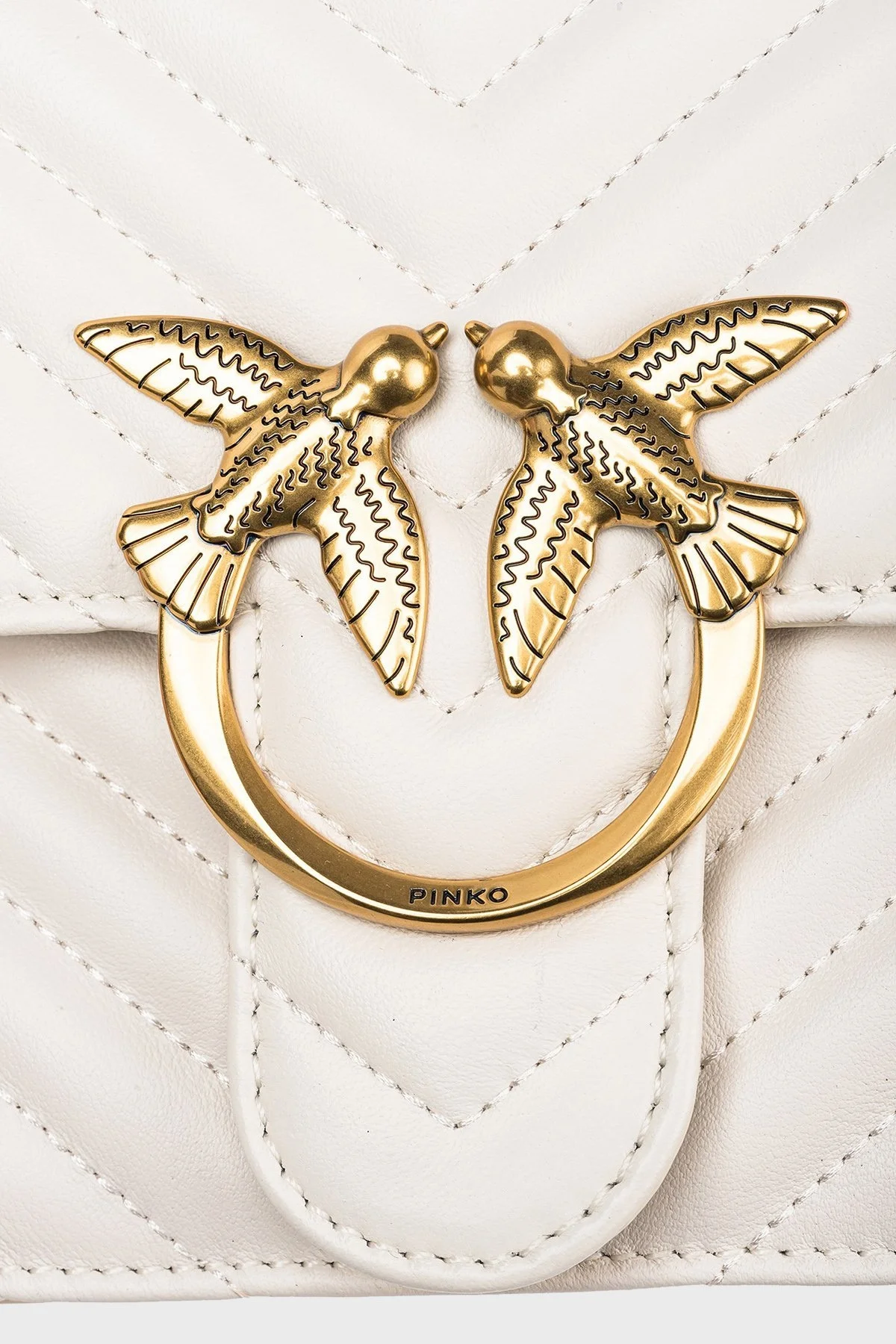 Pinko Ayarlanabilir Zincir Askılı Hakiki Deri Bayan Çanta 100941 A0GK Z14Q BEYAZ - 5