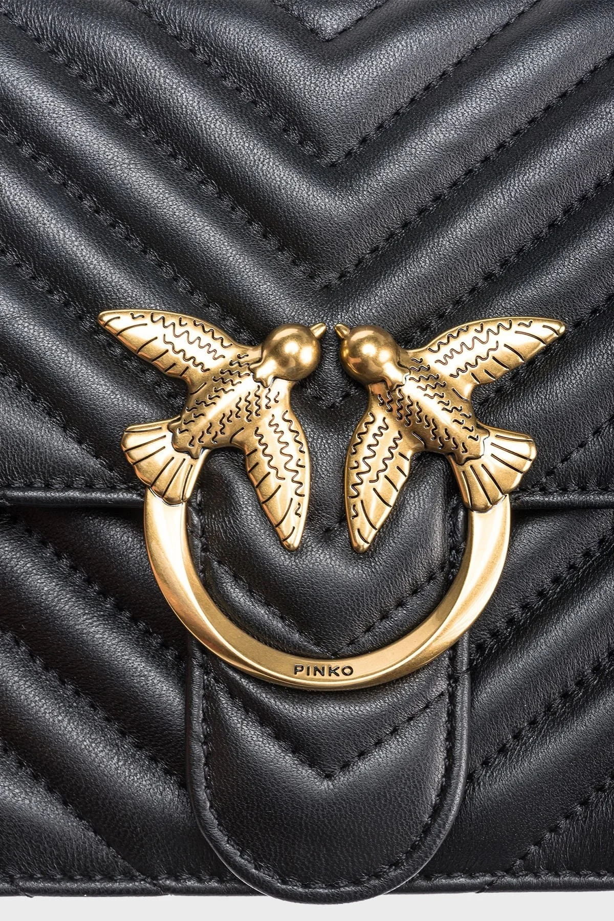 Pinko Ayarlanabilir Zincir Askılı Hakiki Deri Bayan Çanta 100941 A0GK Z99Q SİYAH - 12
