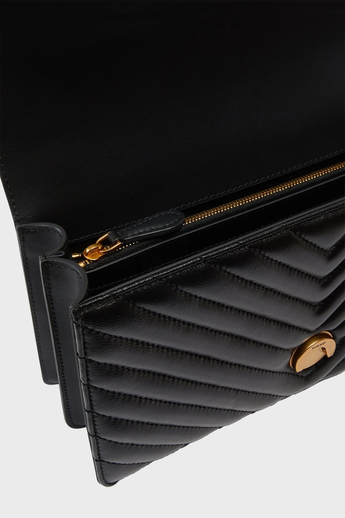 Pinko Ayarlanabilir Zincir Askılı Hakiki Deri Bayan Çanta 100941 A0GK Z99Q SİYAH - 14