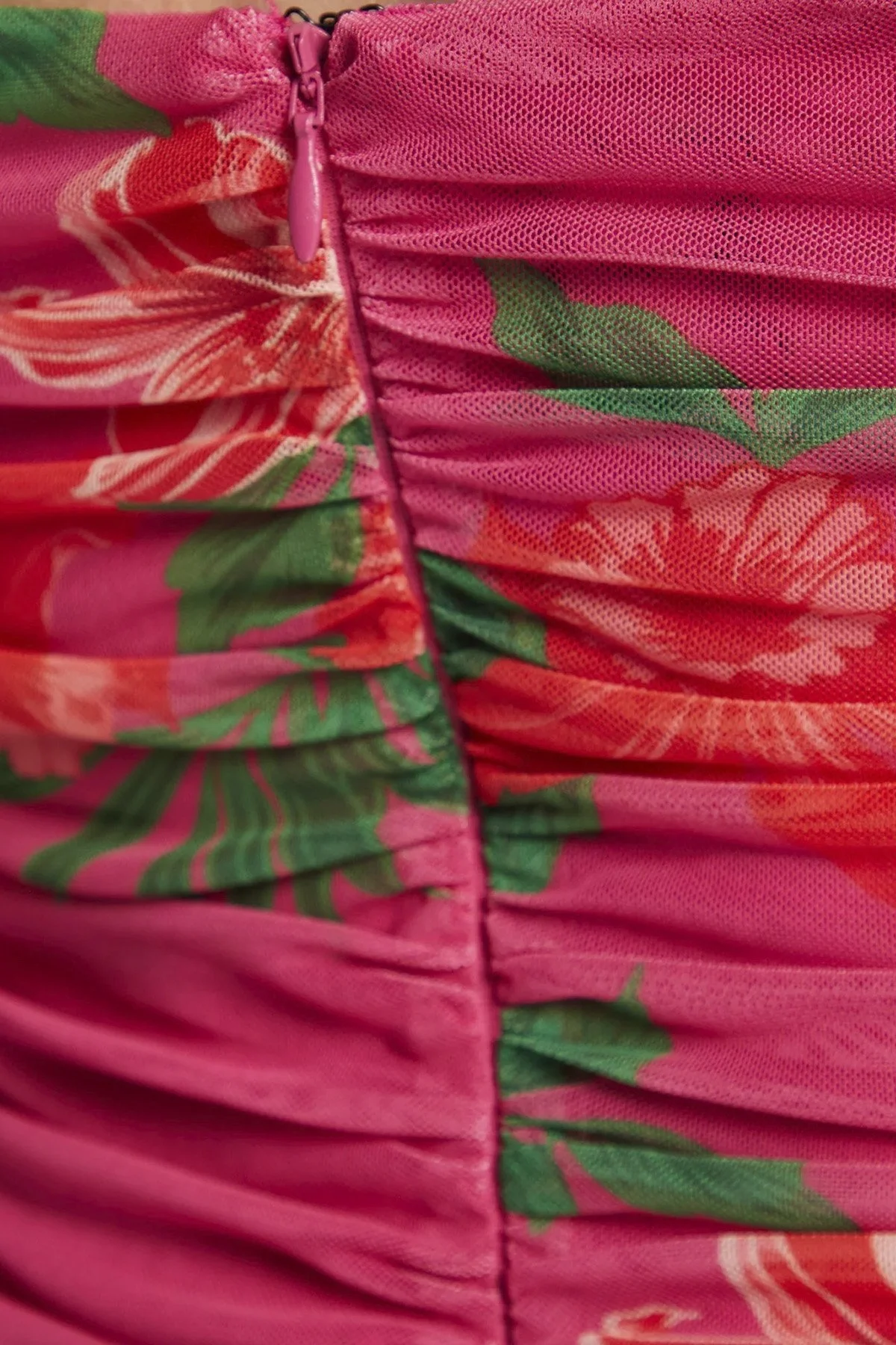 Pinko Bağlama Detaylı Çiçek Desenli Dar Kesim Mini Bayan Elbise 100954 A0SP YNR FUŞYA - 10