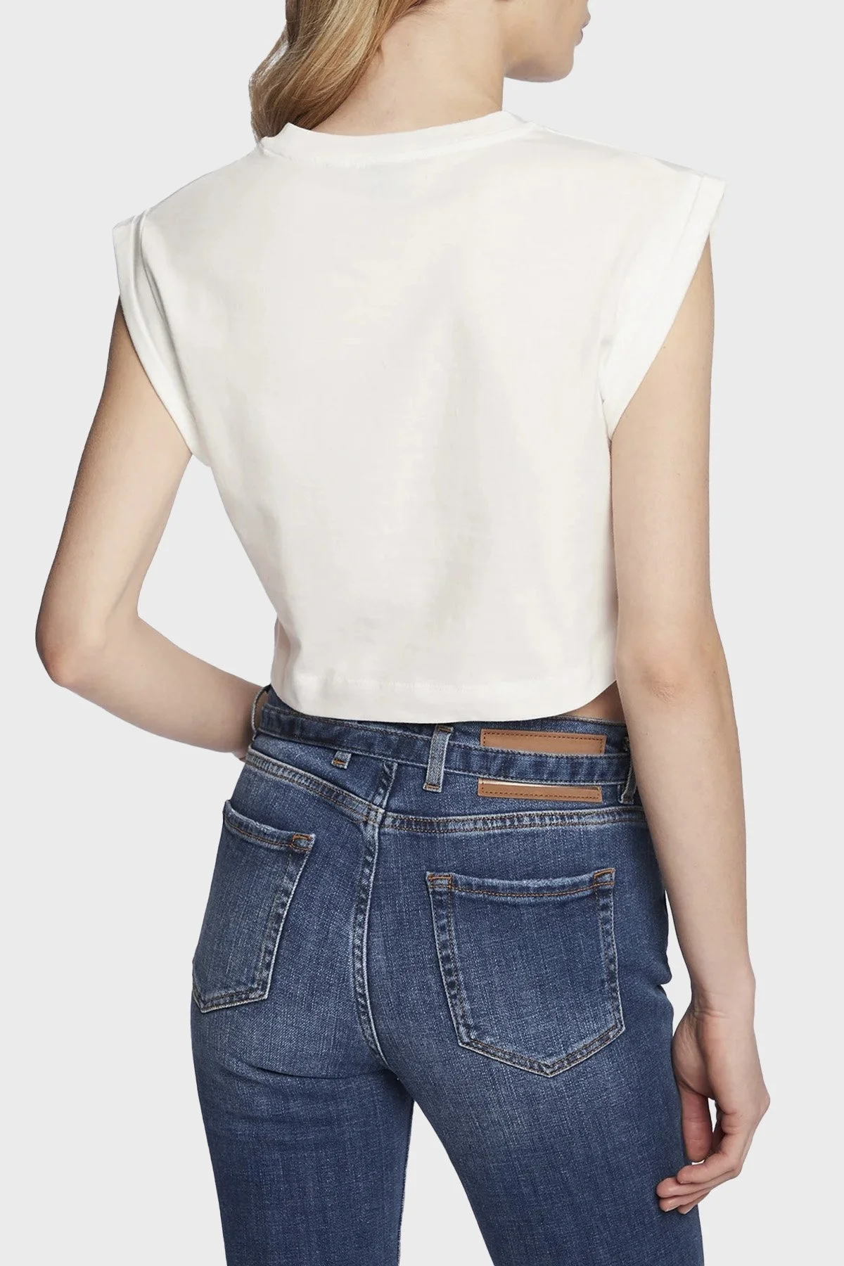 Pinko Baskılı Bağlama Detaylı Bisiklet Yaka % 100 Pamuk Regular Fit Bayan T Shirt 101123 A0U1 Z07 BEYAZ - 3