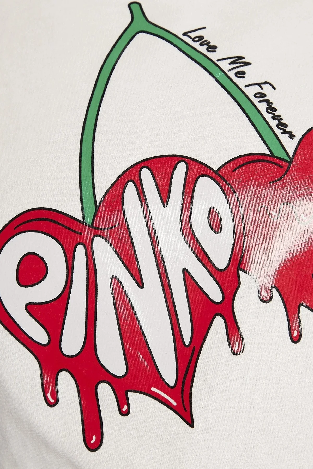 Pinko Baskılı Bağlama Detaylı Bisiklet Yaka % 100 Pamuk Regular Fit Bayan T Shirt 101123 A0U1 Z07 BEYAZ - 4