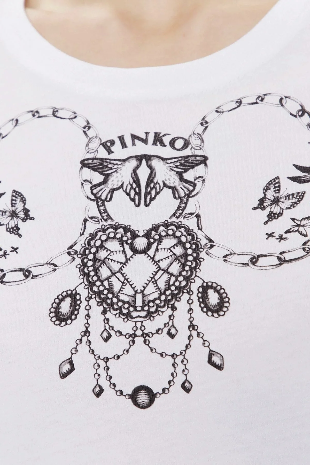 Pinko Bisiklet Yaka % 100 Pamuk Regular Fit Bayan T Shirt 101164 A0V2 Z04 BEYAZ - 3