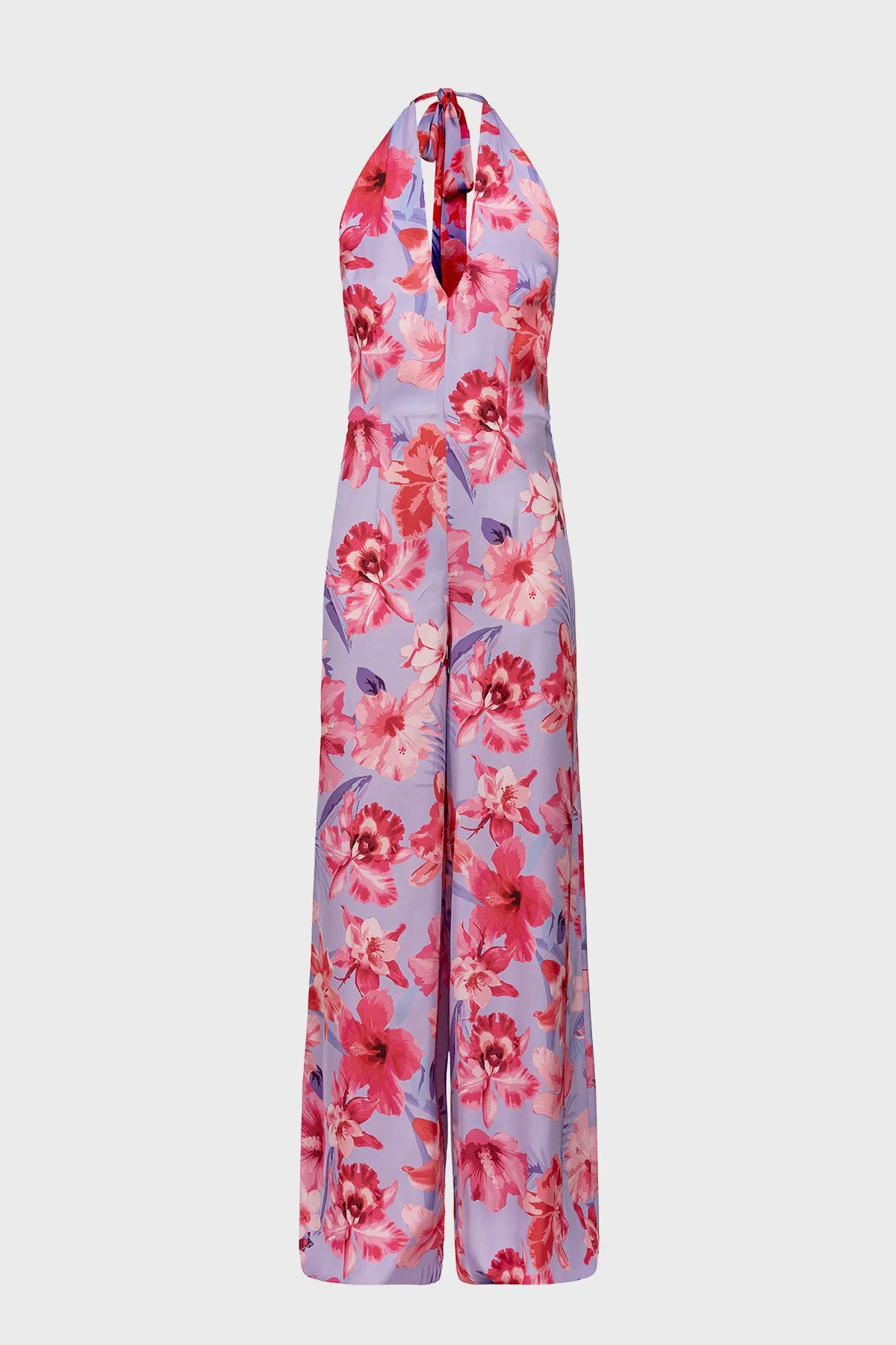 Pinko Çiçek Desenli Halter Yaka Geniş Paça Kadın Tulum 100761 A0M8 YNB LİLA - 6