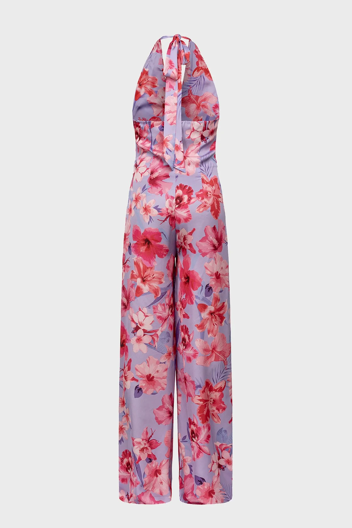 Pinko Çiçek Desenli Halter Yaka Geniş Paça Kadın Tulum 100761 A0M8 YNB LİLA - 7