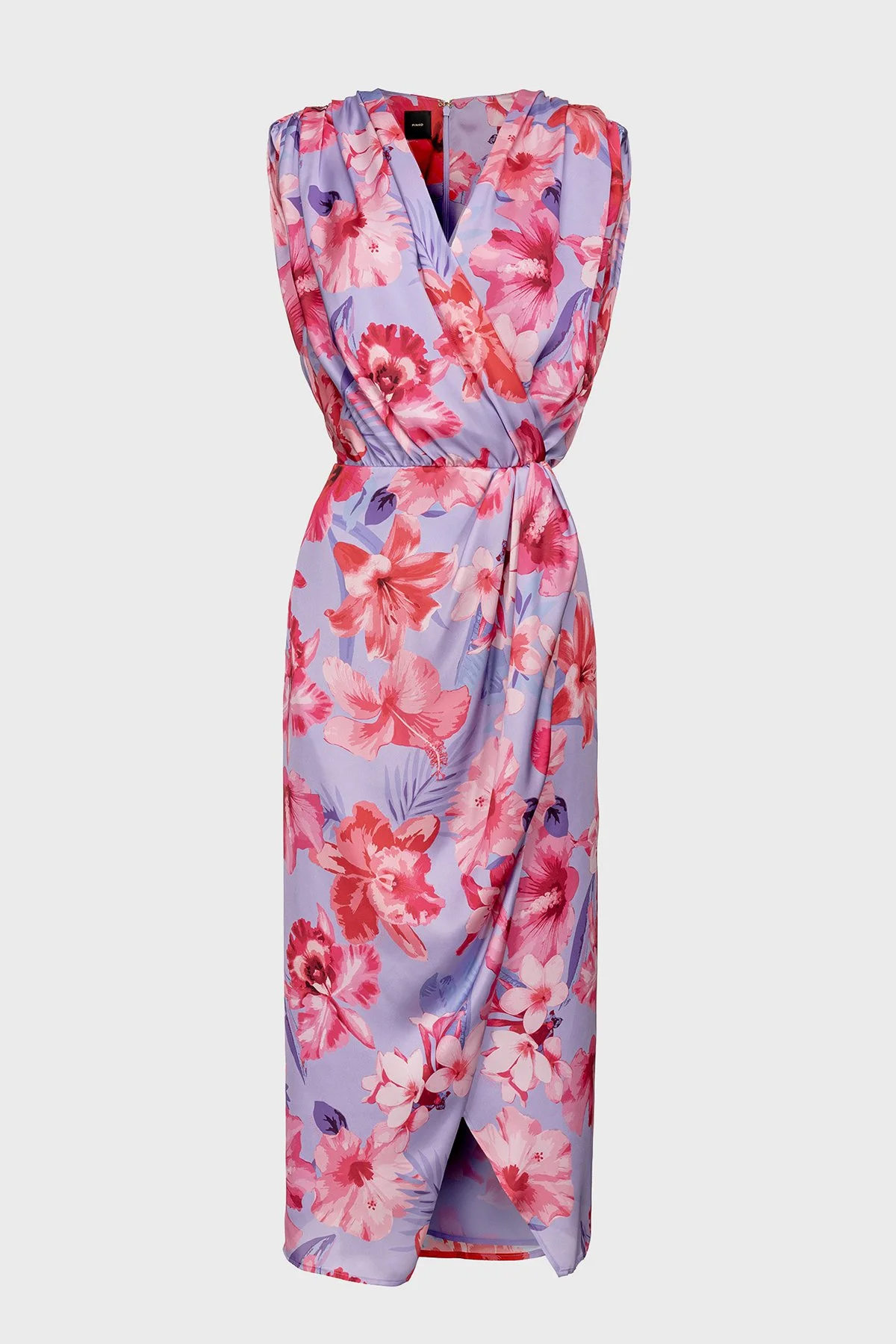 Pinko Çiçek Desenli Kruvaze Regular Fit Kadın Elbise 100942 A0M8 YNB PEMBE - 6