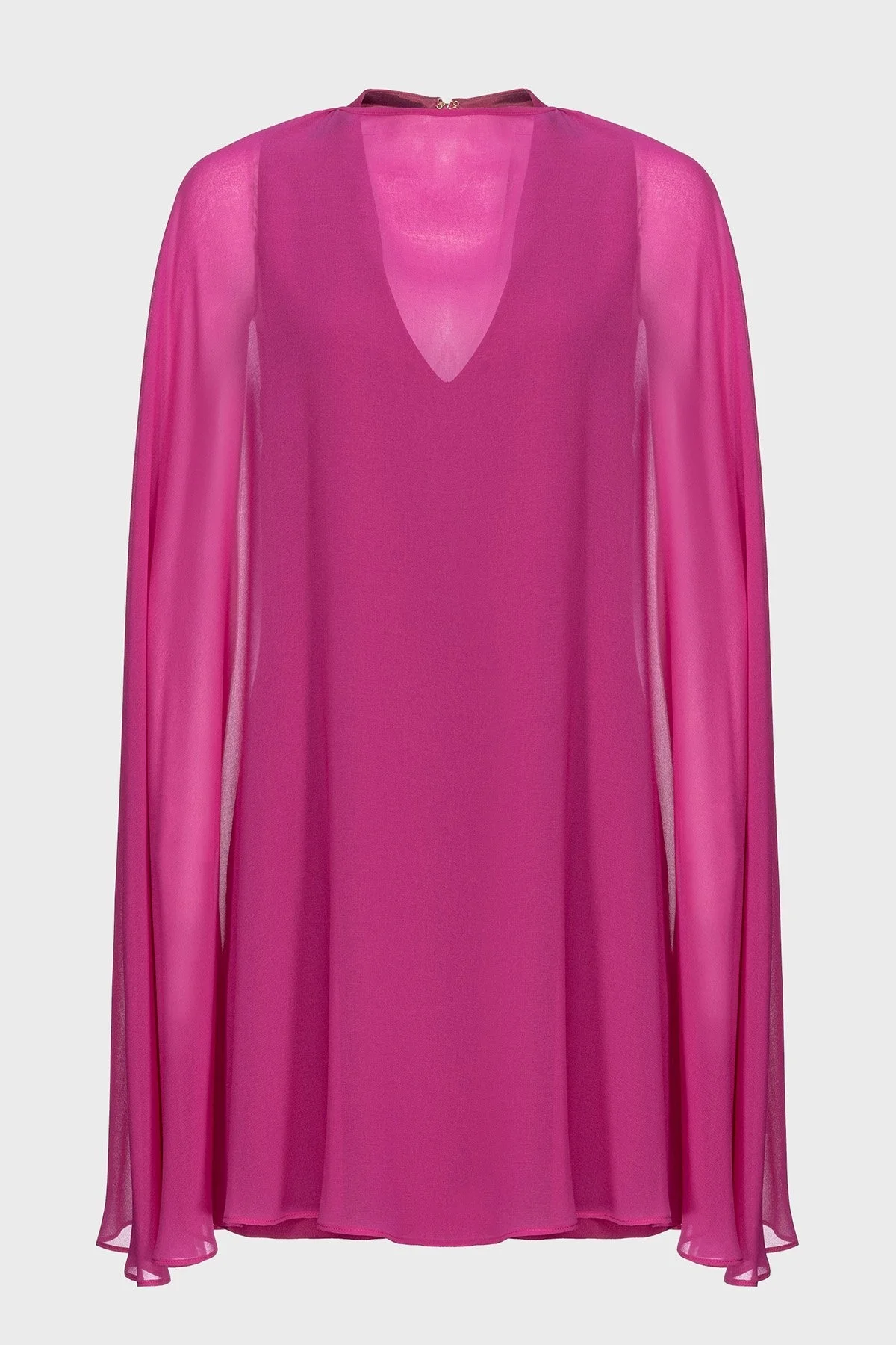 Pinko Çıkarılabilir Jorjet Pelerinli Streç Krep Kumaş Sıfır Kol Mini Bayan Elbise 101815 A160 VIB FUŞYA - 11