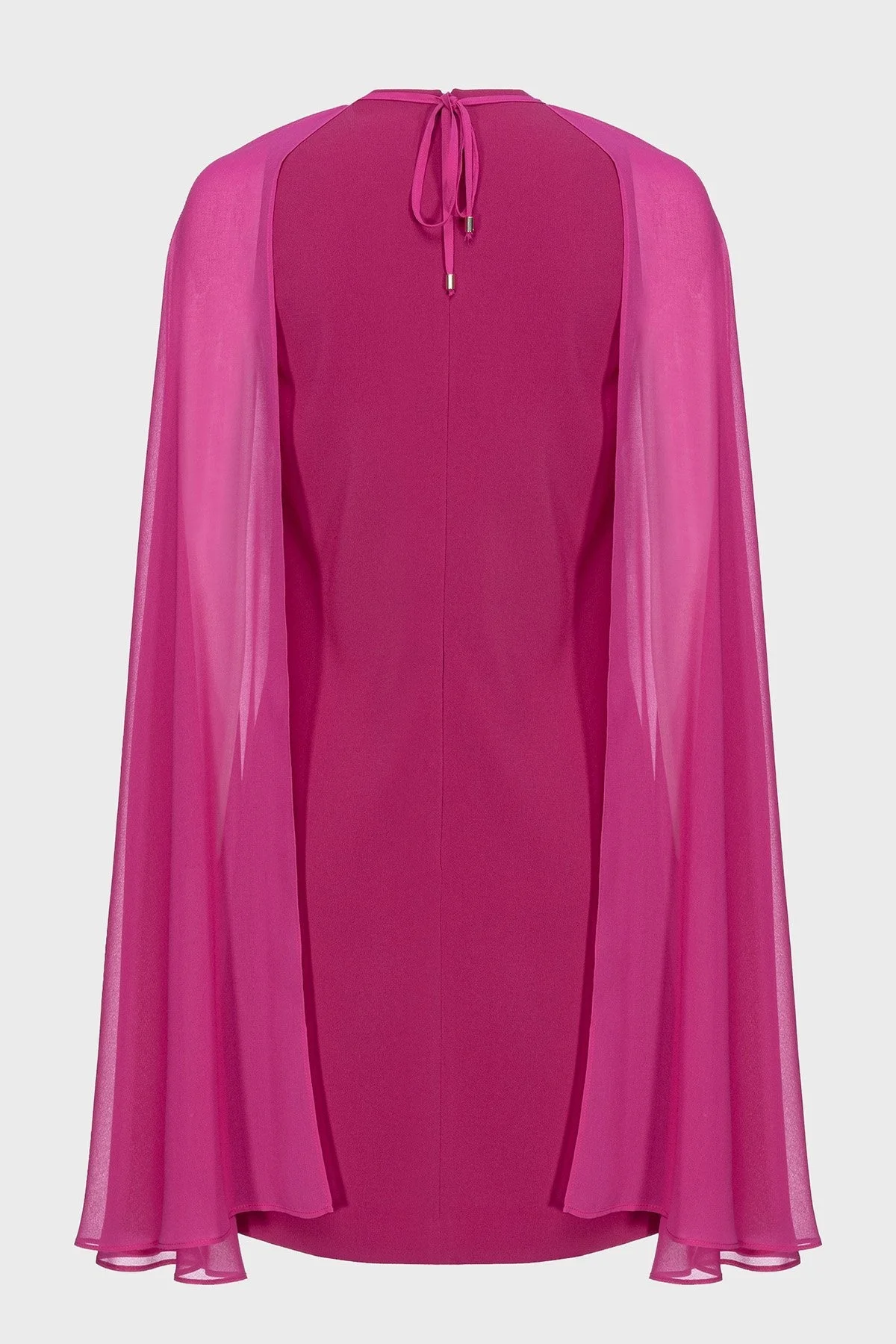 Pinko Çıkarılabilir Jorjet Pelerinli Streç Krep Kumaş Sıfır Kol Mini Bayan Elbise 101815 A160 VIB FUŞYA - 12