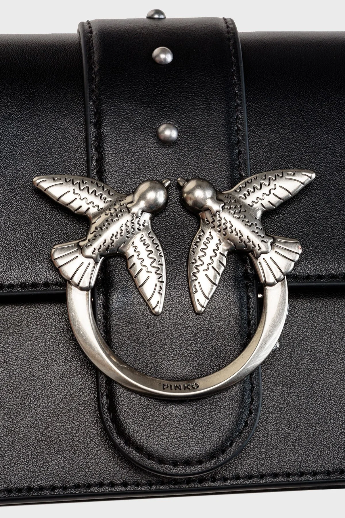 Pinko Çıkarılabilir Zincir Askılı % 100 Deri Bayan Çanta 1P22TZ Y5H7 Z99O SİYAH - 5