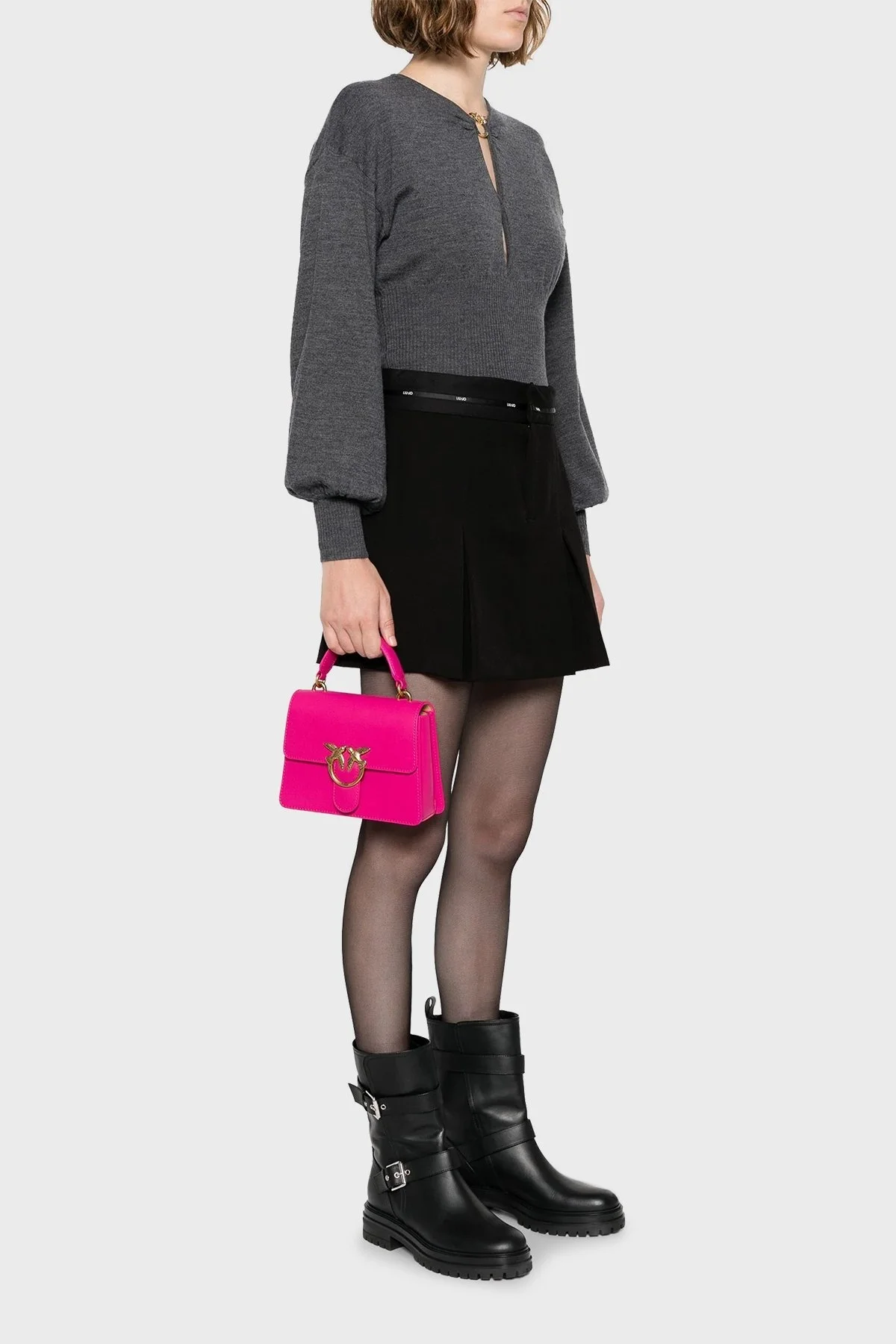 Pinko Çıkarılabilir Zincir Askılı Hakiki Deri Bayan Çanta 100071 A0F1 N17Q PEMBE - 2