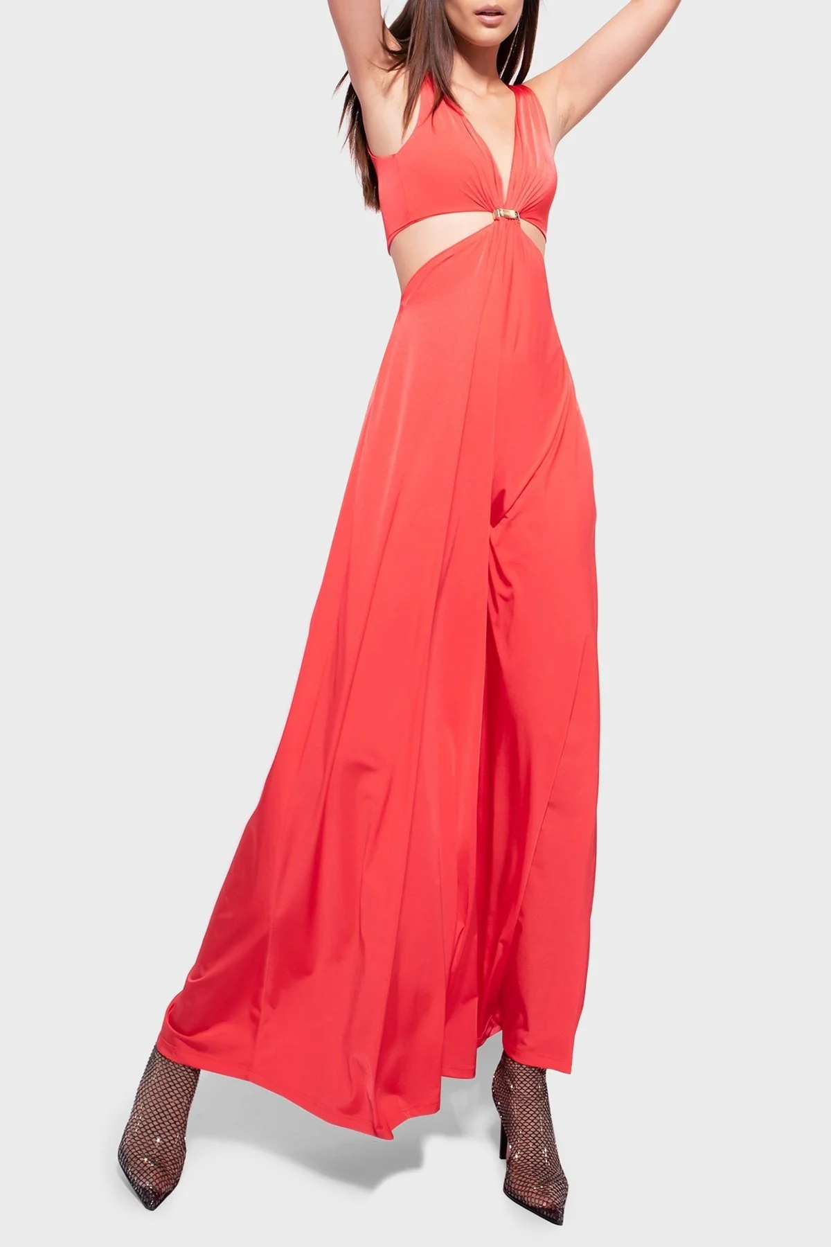 Pinko Cut Out Detaylı Regular Fit Uzun Bayan Elbise 100932 A0RM R04 KIRMIZI - 1