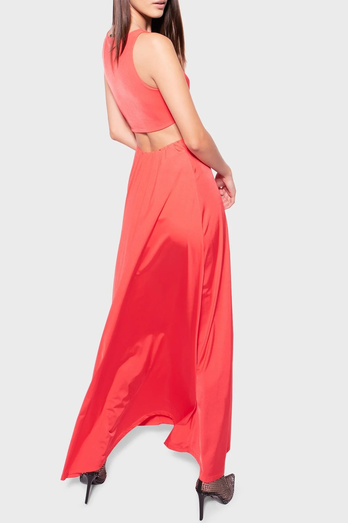 Pinko Cut Out Detaylı Regular Fit Uzun Bayan Elbise 100932 A0RM R04 KIRMIZI - 3