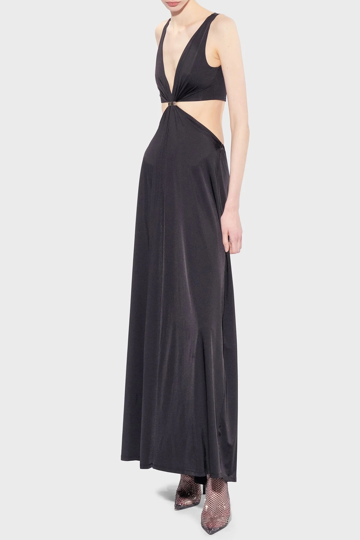 Pinko Cut Out Detaylı Regular Fit Uzun Bayan Elbise 100932 A0RM Z99 SİYAH - 8