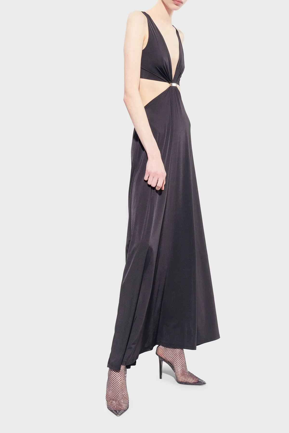 Pinko Cut Out Detaylı Regular Fit Uzun Bayan Elbise 100932 A0RM Z99 SİYAH - 12