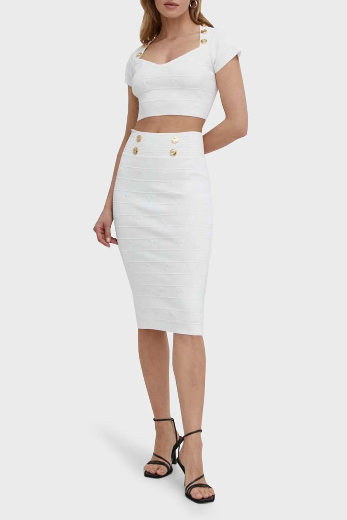 Pinko Düğme Detaylı V Yaka Slim Fit Bayan Bluz 102882A1LKZ04 BEYAZ - 2