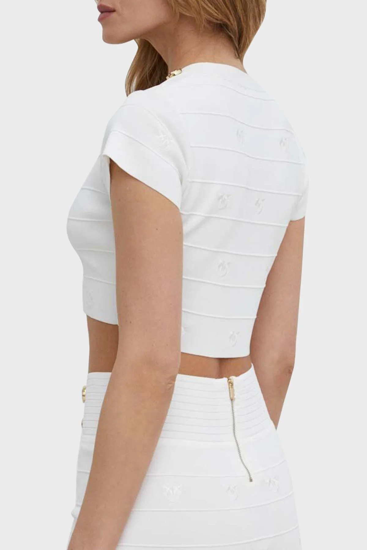 Pinko Düğme Detaylı V Yaka Slim Fit Bayan Bluz 102882A1LKZ04 BEYAZ - 3