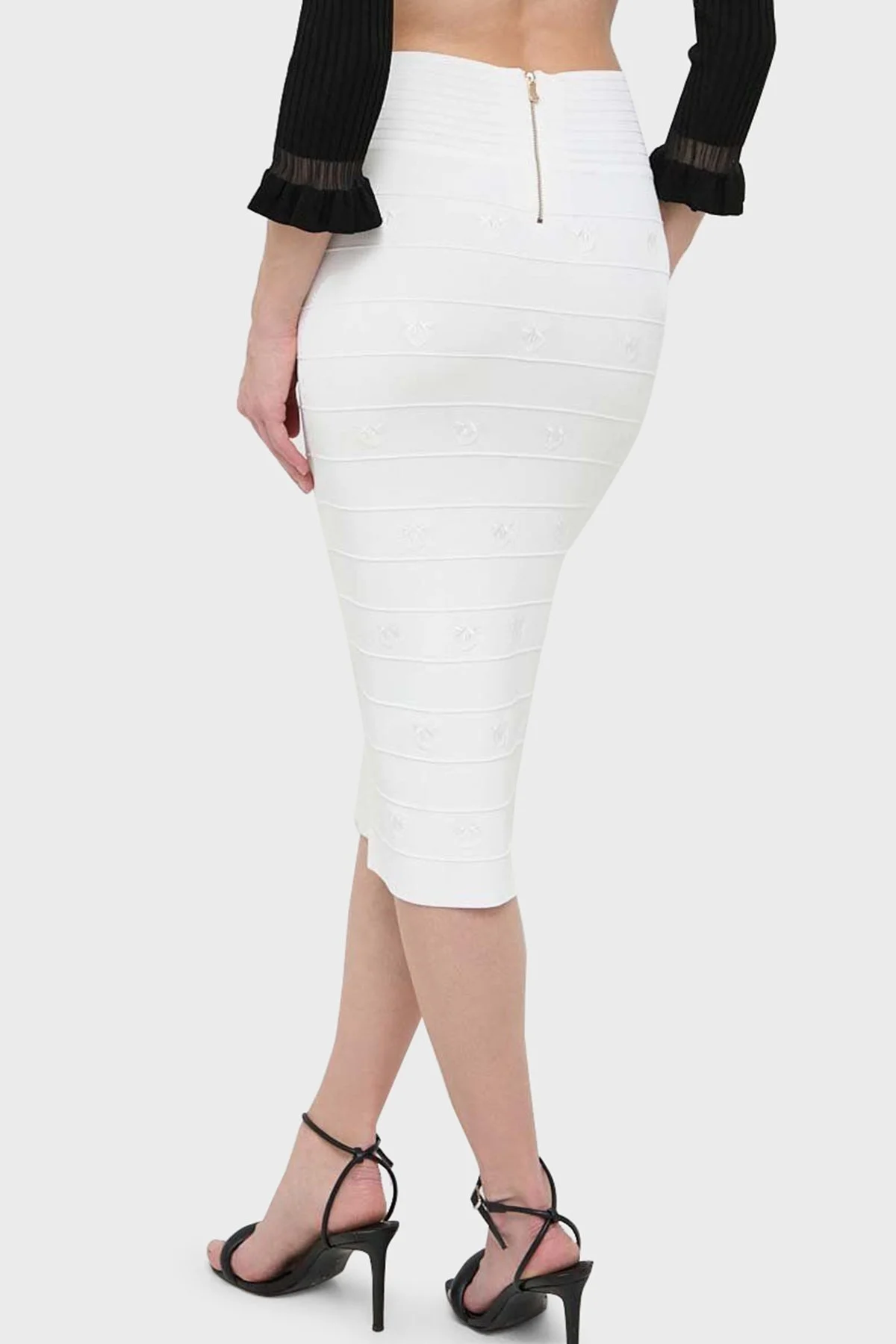 Pinko Düğme Detaylı Yüksek Bel Midi Boy Kalem Bayan Etek 102883A1LKZ04 BEYAZ - 8