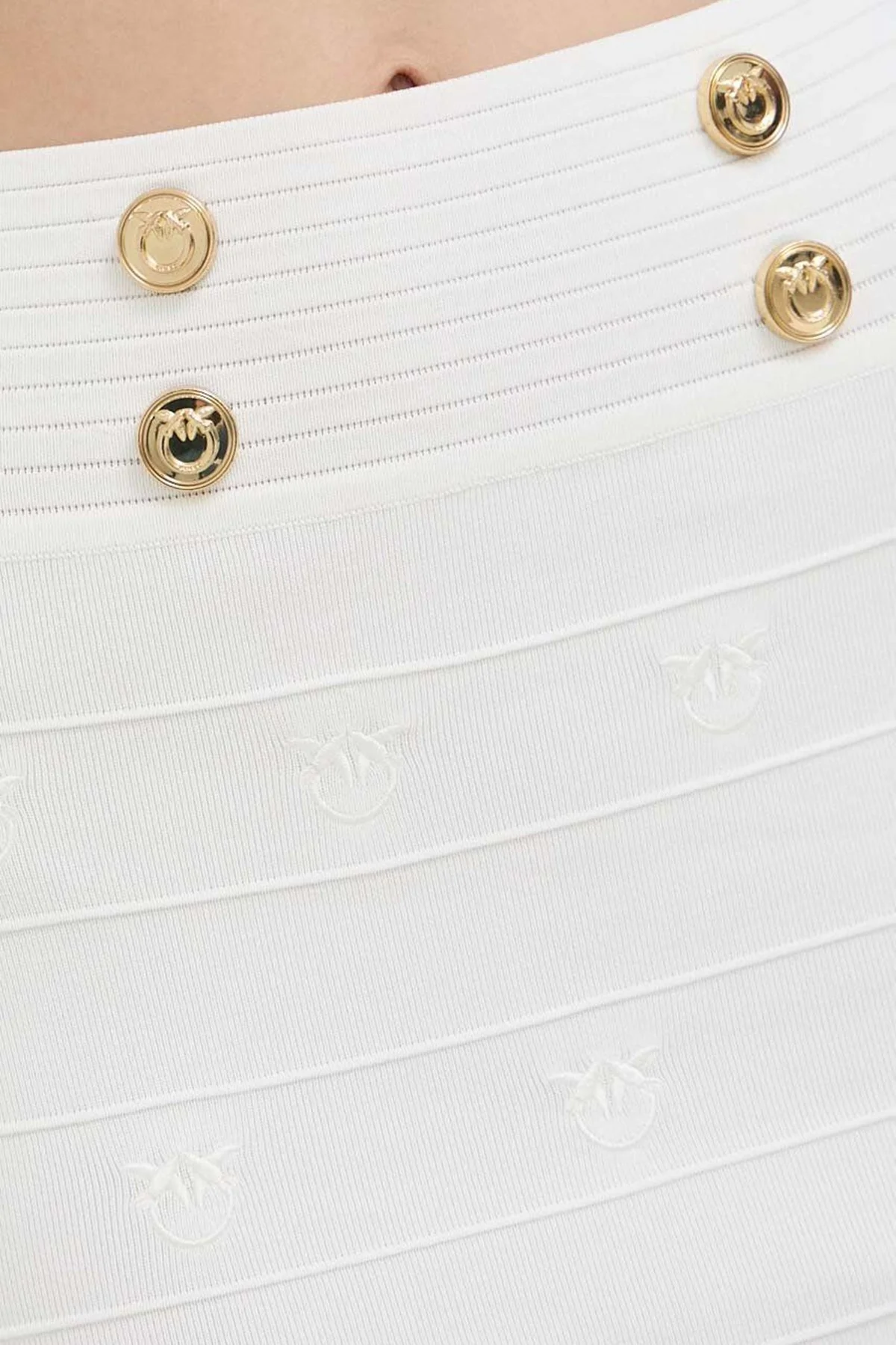 Pinko Düğme Detaylı Yüksek Bel Midi Boy Kalem Bayan Etek 102883A1LKZ04 BEYAZ - 9