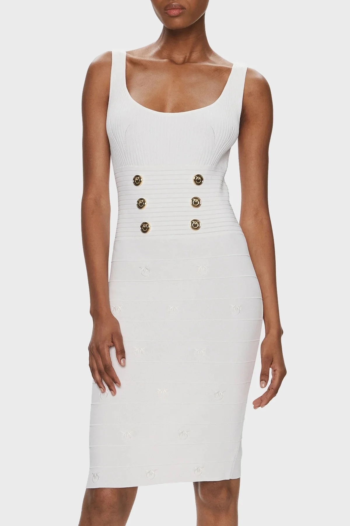 Pinko Esnek Slim Fit Askılı Mini Bayan Elbise 102879A1LKZ04 BEYAZ - 1