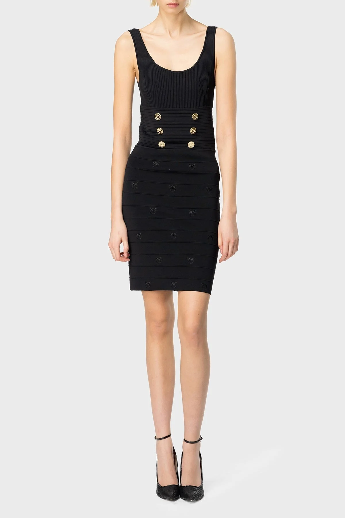 Pinko Esnek Slim Fit Askılı Mini Bayan Elbise 102879A1LKZ99 SİYAH - 7