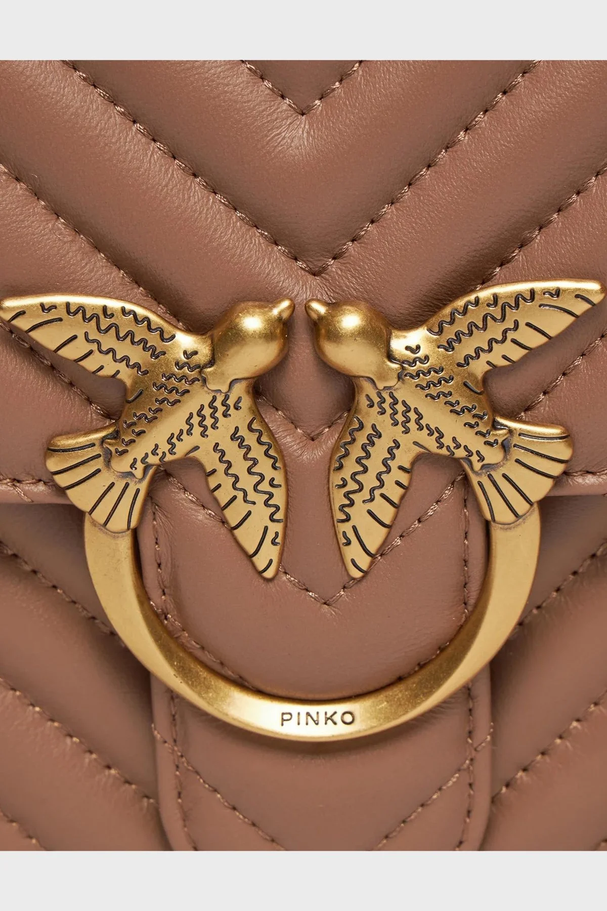 Pinko Hakiki Deri Ayarlanabilir Zincir Askılı Bayan Çanta 100941 A0GK D01Q KAHVE - 4