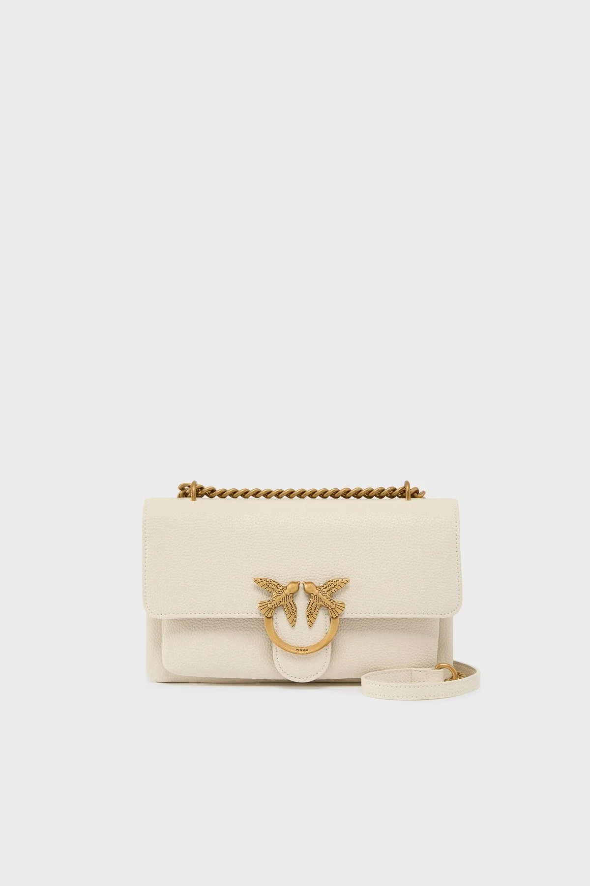 Pinko Hakiki Deri Ayarlanabilir Zincir Askılı Bayan Çanta 104528 A29Q Z14Q EKRU - 1