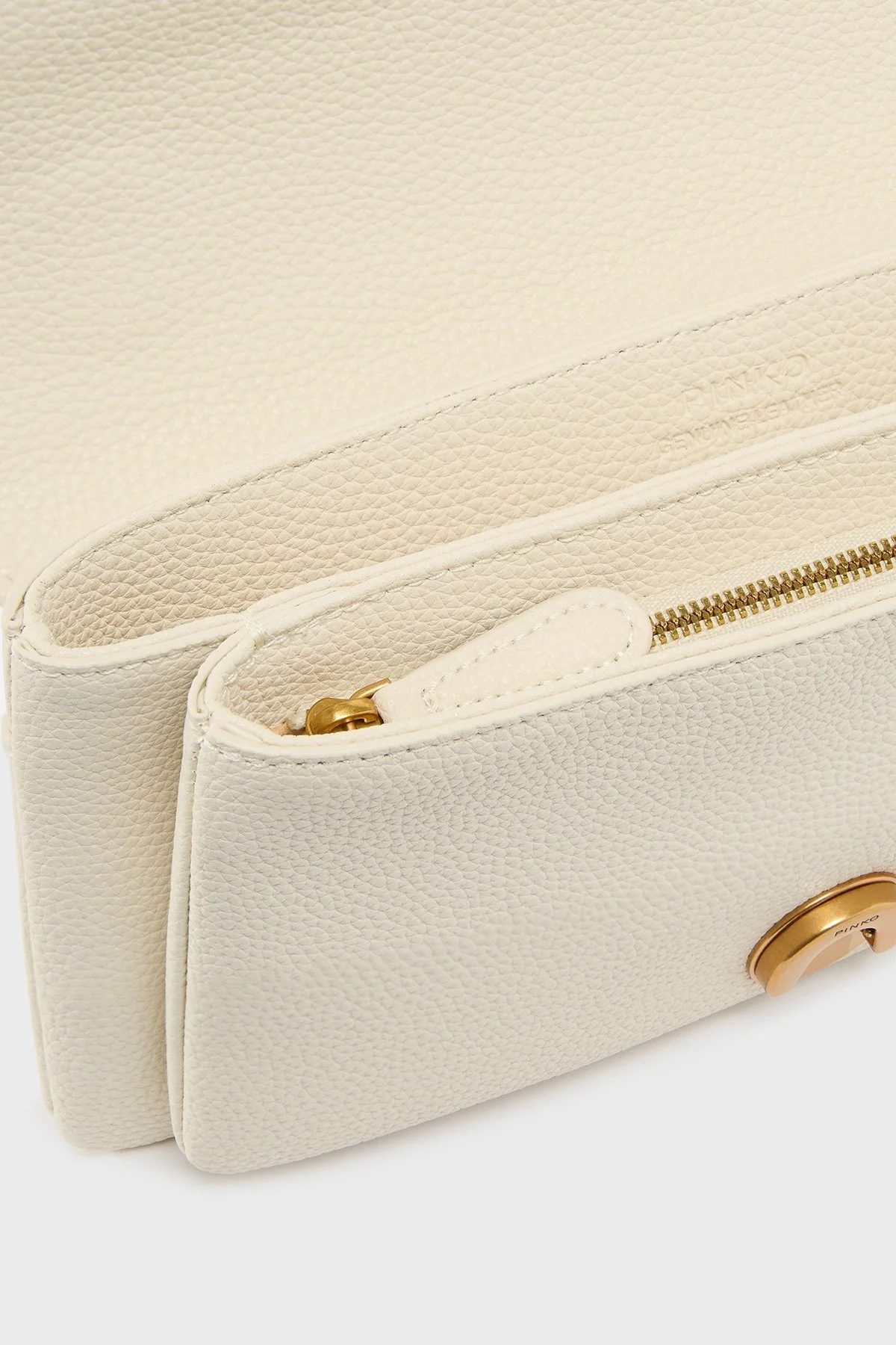 Pinko Hakiki Deri Ayarlanabilir Zincir Askılı Bayan Çanta 104528 A29Q Z14Q EKRU - 6