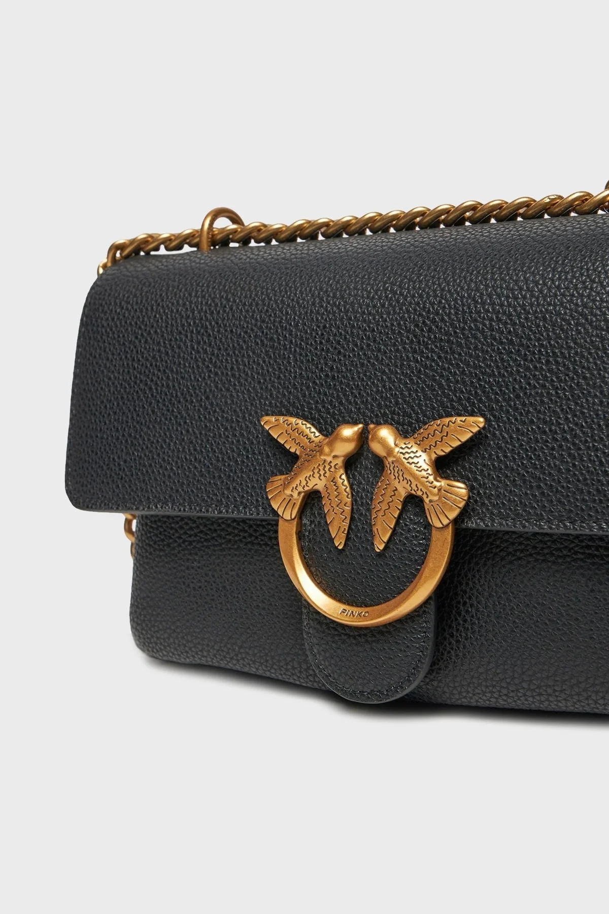 Pinko Hakiki Deri Ayarlanabilir Zincir Askılı Bayan Çanta 104528 A29Q Z99Q SİYAH - 9