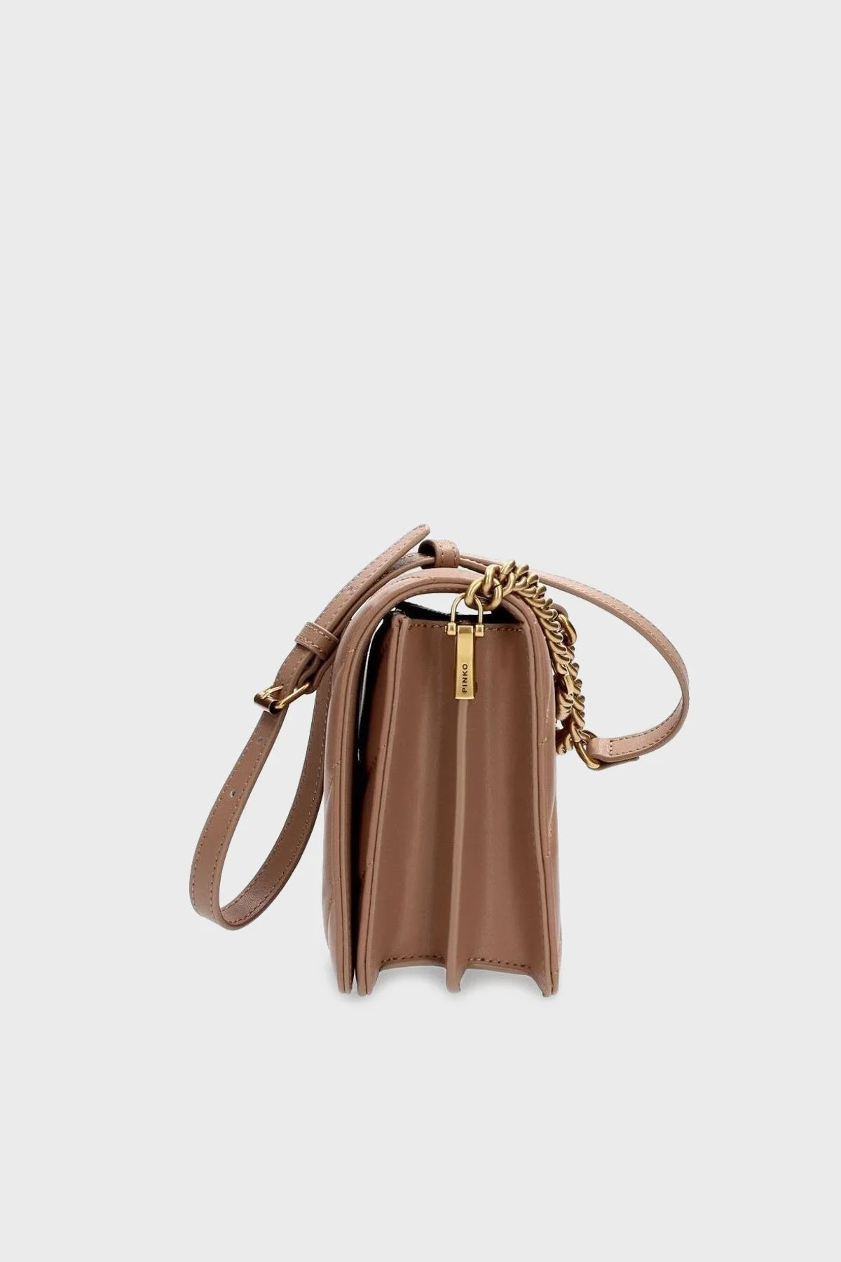 Pinko Hakiki Deri Ayarlanabilir Zincirli Omuz Askılı Bayan Çanta 100063 A136 D01Q BEJ - 2