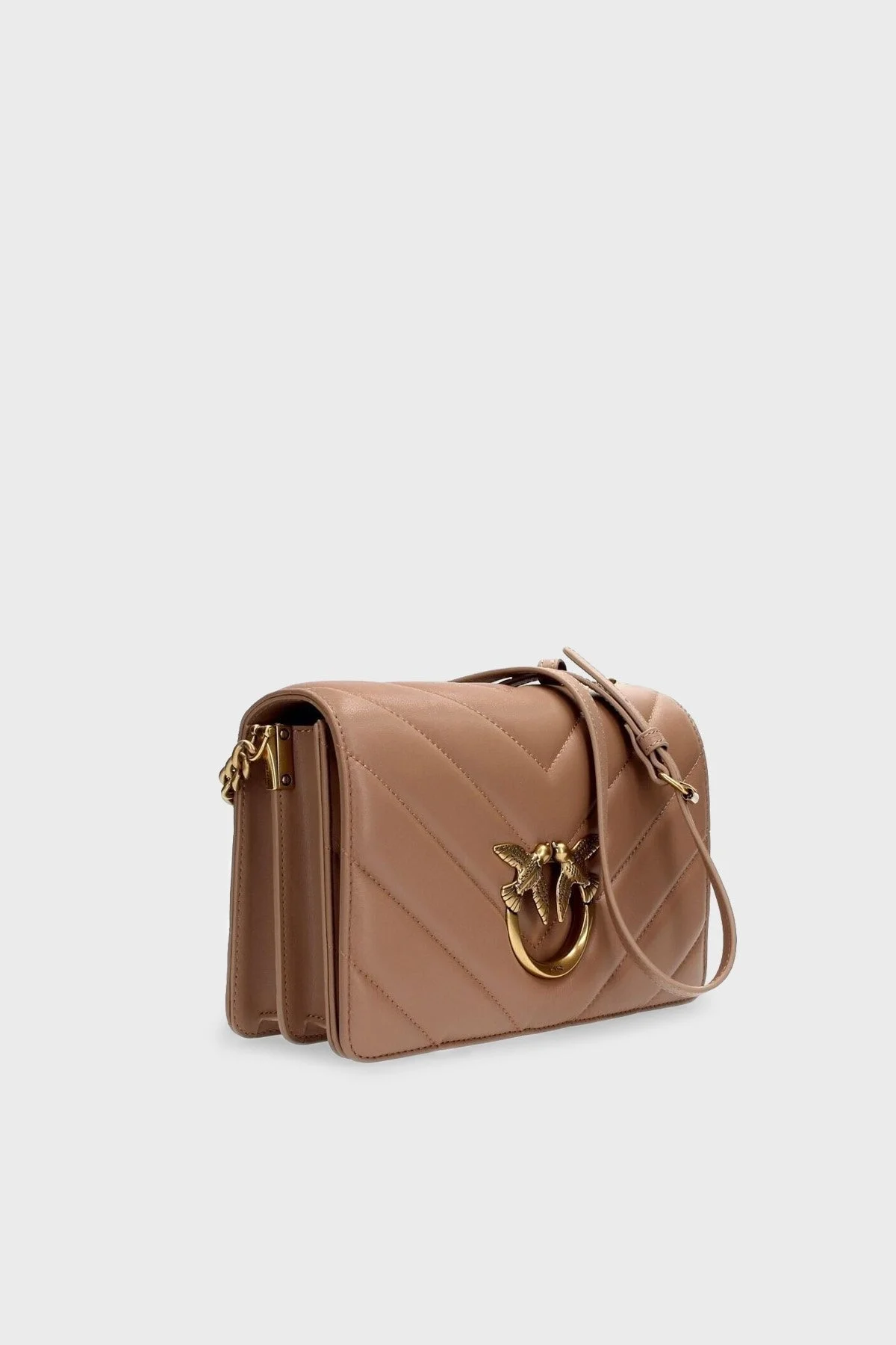 Pinko Hakiki Deri Ayarlanabilir Zincirli Omuz Askılı Bayan Çanta 100063 A136 D01Q BEJ - 4