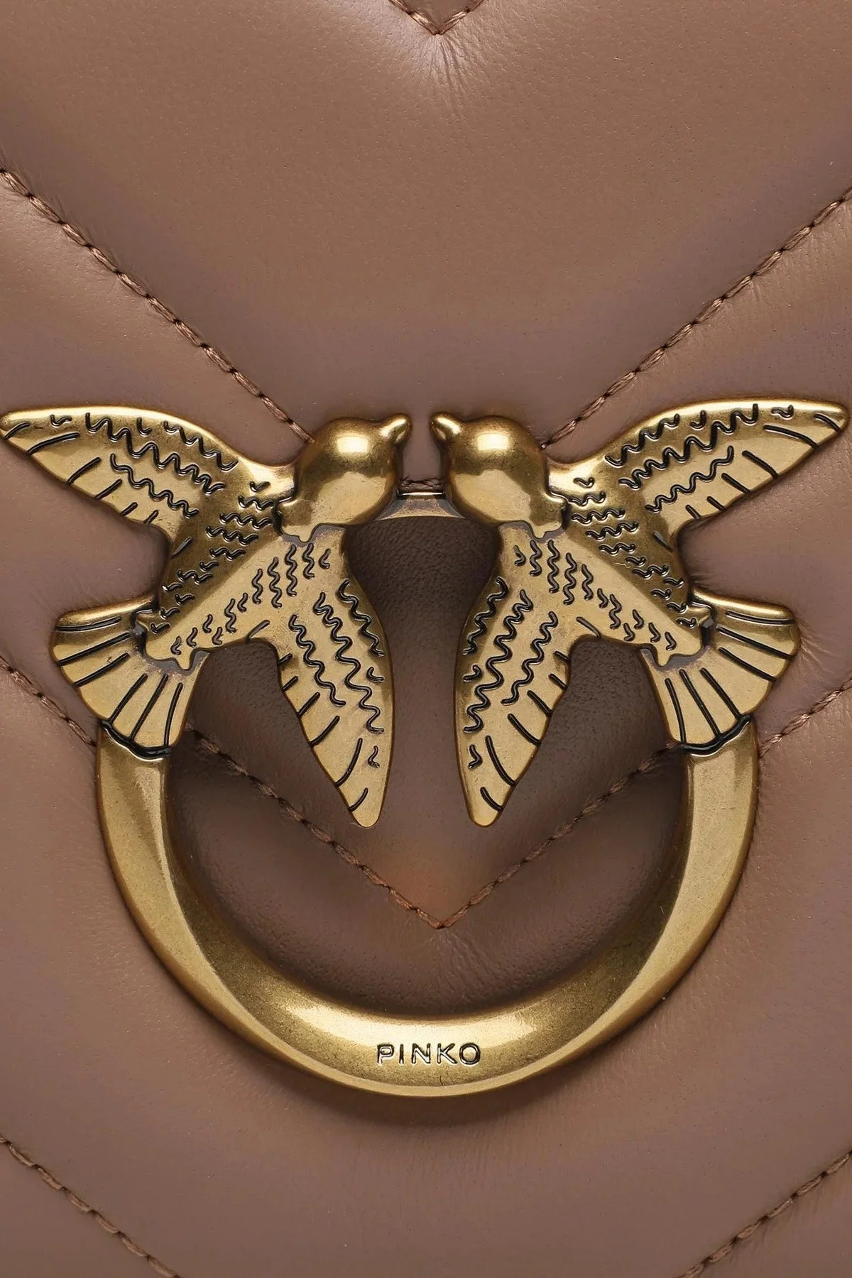 Pinko Hakiki Deri Ayarlanabilir Zincirli Omuz Askılı Bayan Çanta 100063 A136 D01Q BEJ - 7