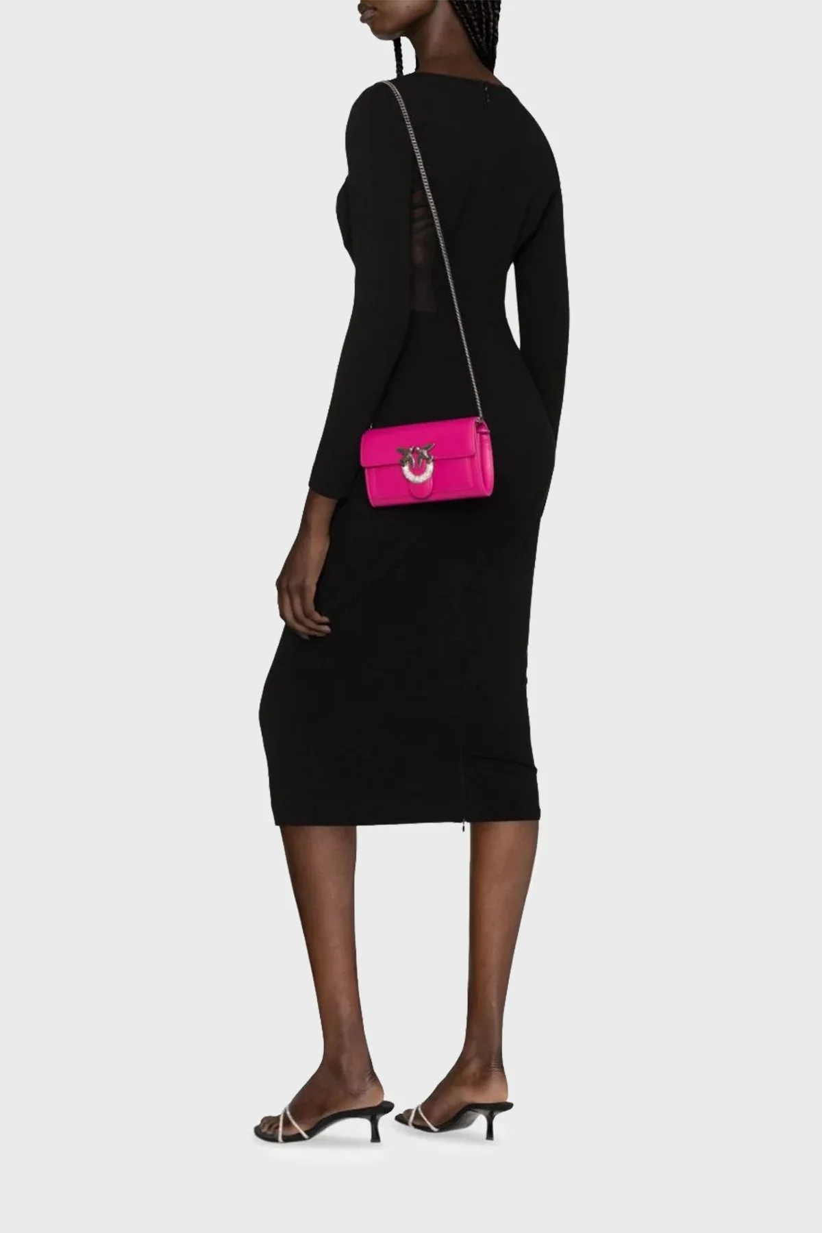 Pinko Hakiki Deri Çıkarılabilir Zincir Askılı Bayan Cüzdan 100062 A10I N17O PEMBE - 3