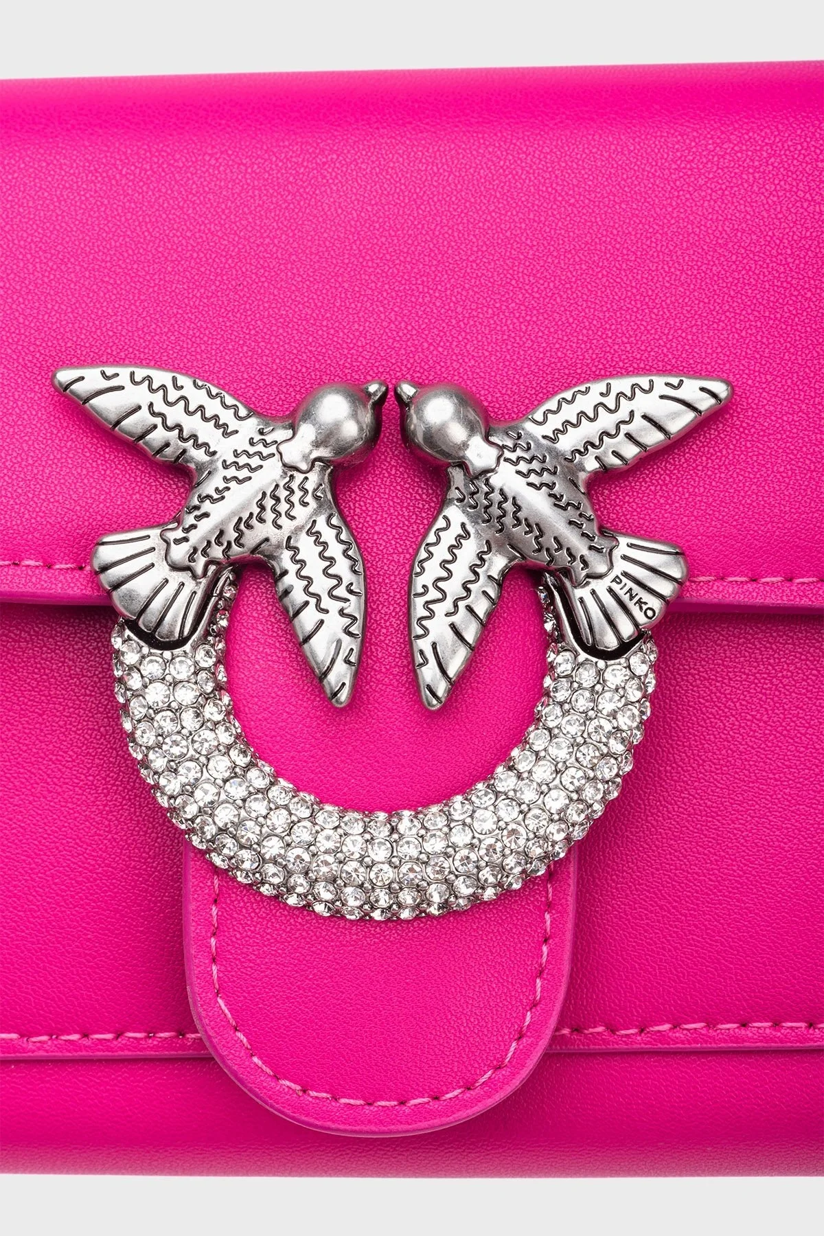 Pinko Hakiki Deri Çıkarılabilir Zincir Askılı Bayan Cüzdan 100062 A10I N17O PEMBE - 6