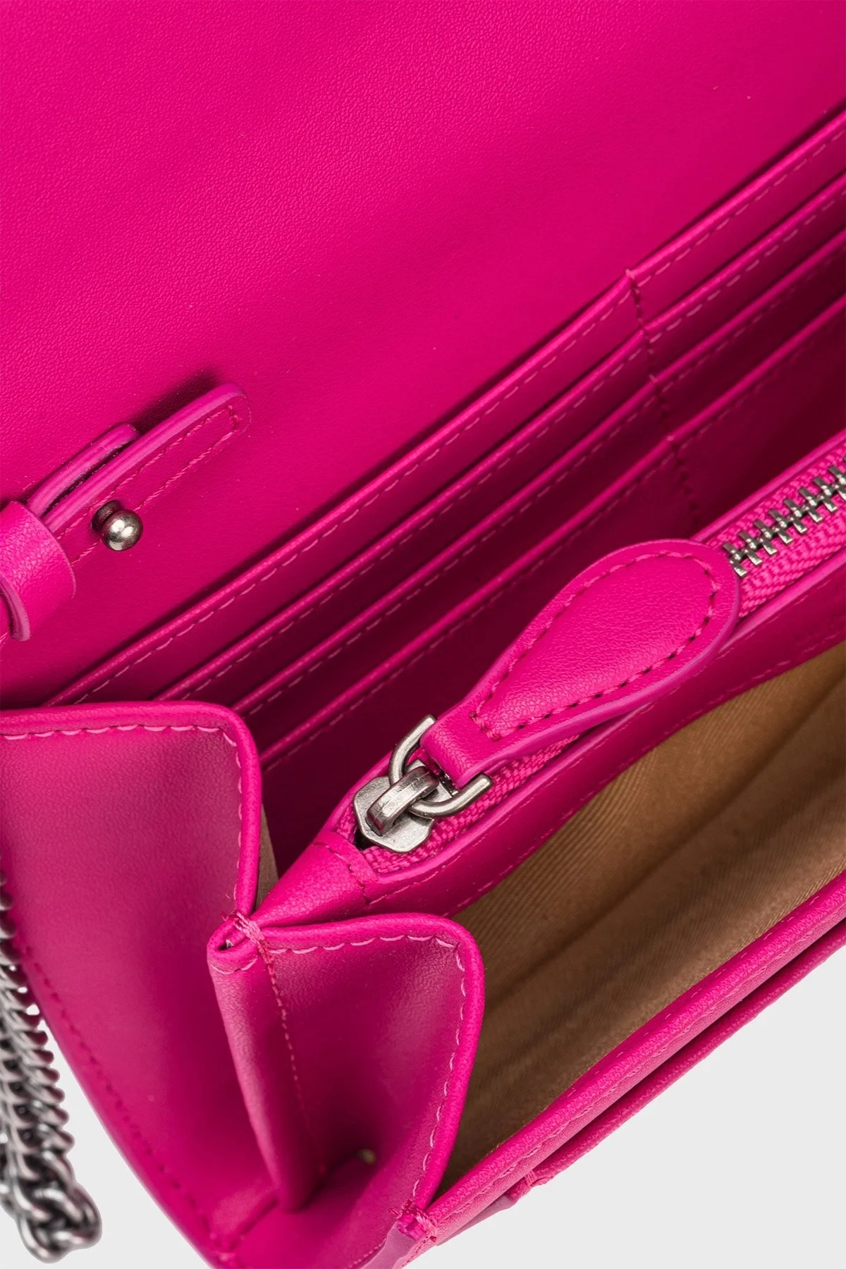 Pinko Hakiki Deri Çıkarılabilir Zincir Askılı Bayan Cüzdan 100062 A10I N17O PEMBE - 7