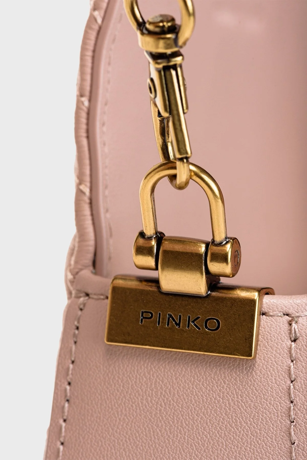 Pinko Hakiki Deri Çıkarılabilir Zincir Askılı Kapitone Mikro Bayan Çanta 100069 A0GK O81Q PUDRA - 4