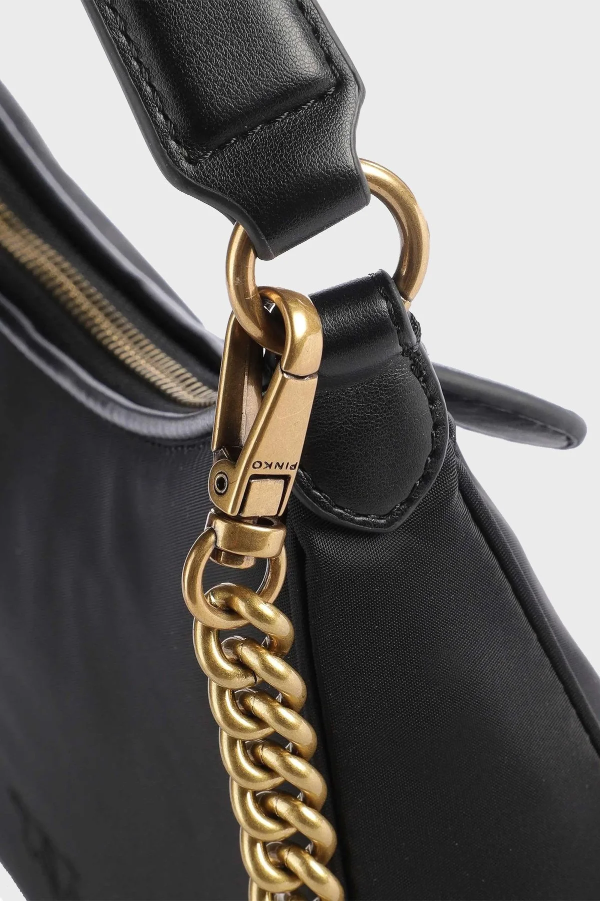 Pinko Hakiki Deri Fermuarlı Omuz Bayan Çanta 101523 A11Q Z99Q SİYAH - 3