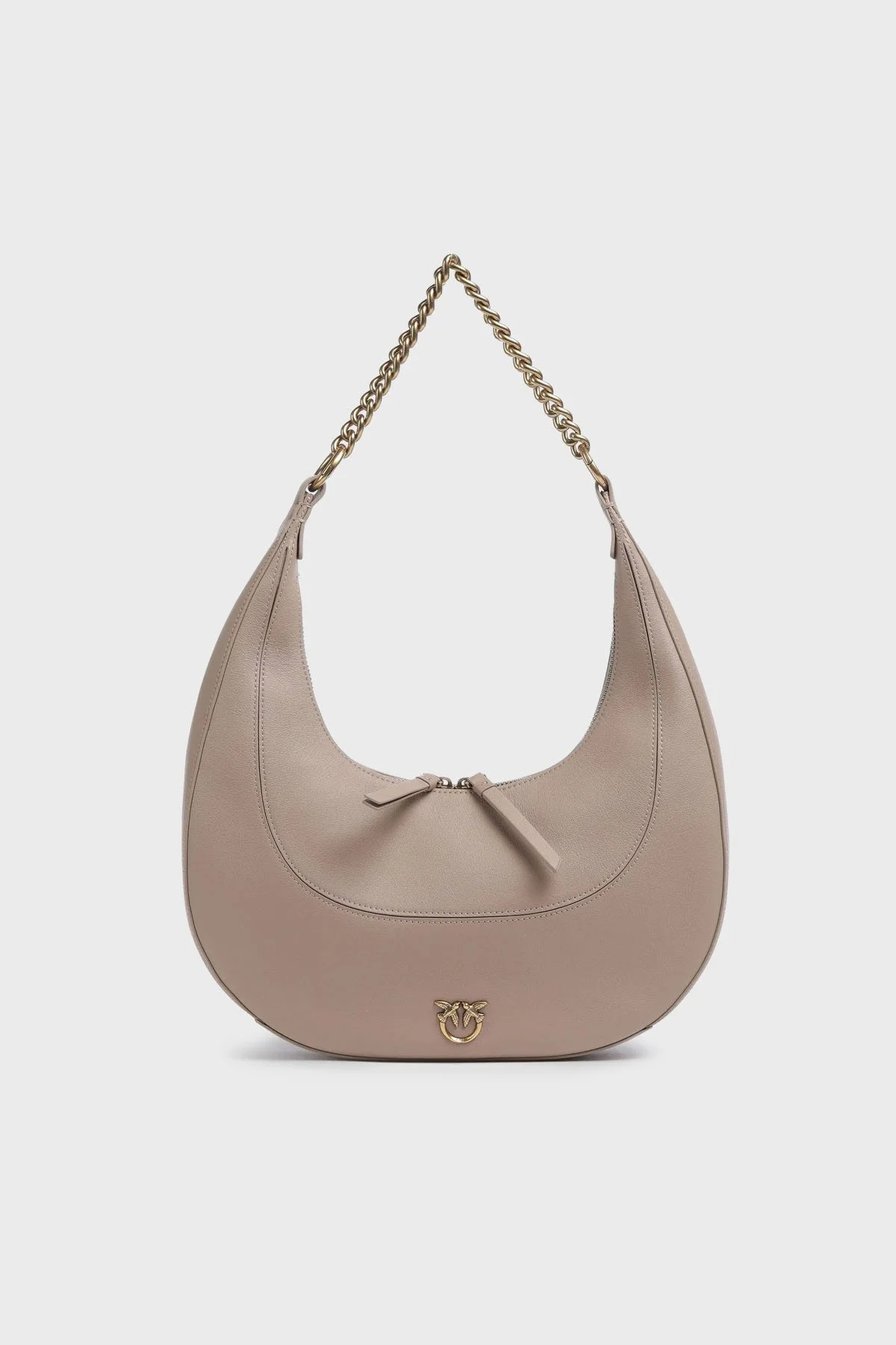 Pinko Hakiki Deri Fermuarlı Omuz Bayan Çanta 101526 A0QO D01Q BEJ - 1