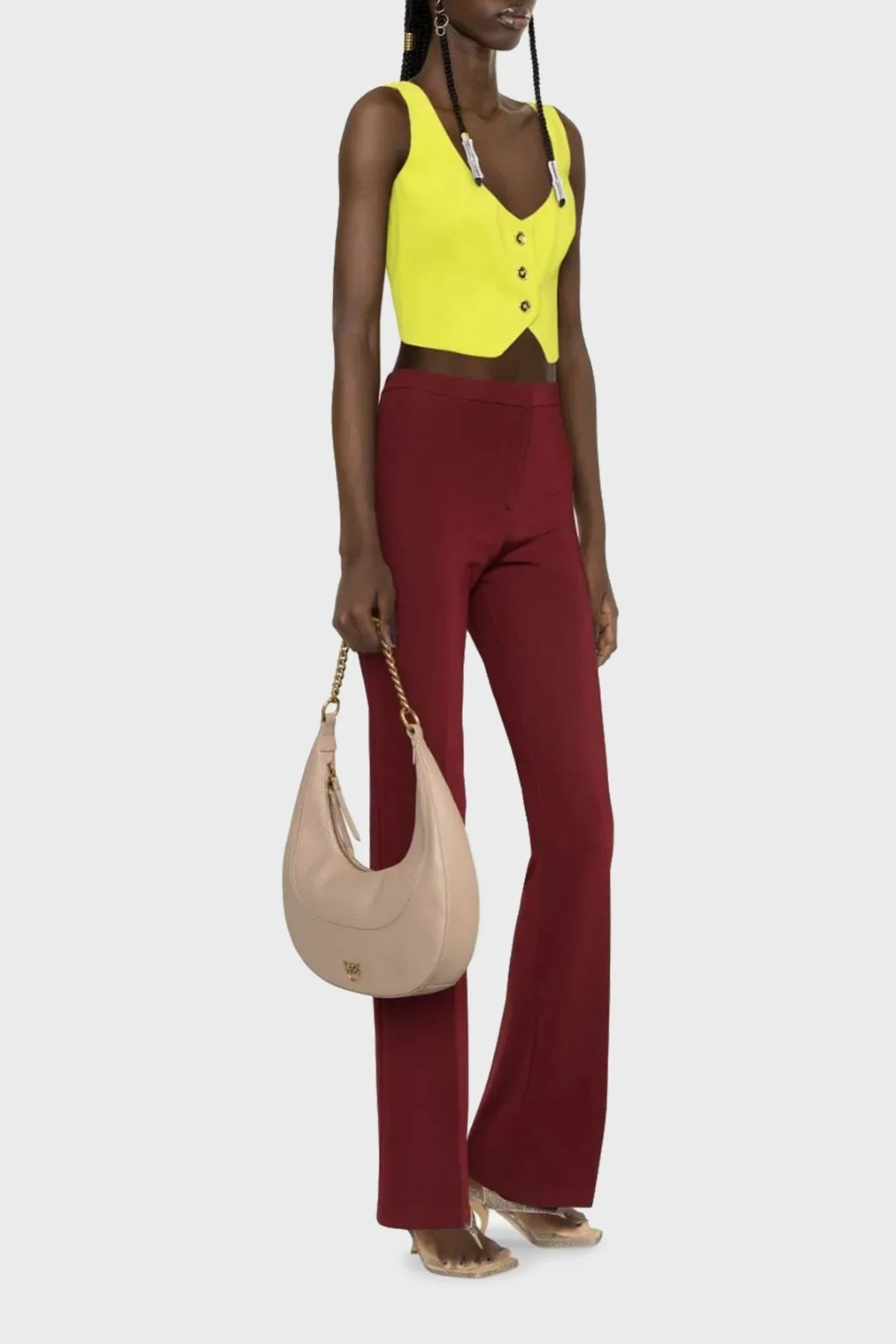 Pinko Hakiki Deri Fermuarlı Omuz Bayan Çanta 101526 A0QO D01Q BEJ - 3