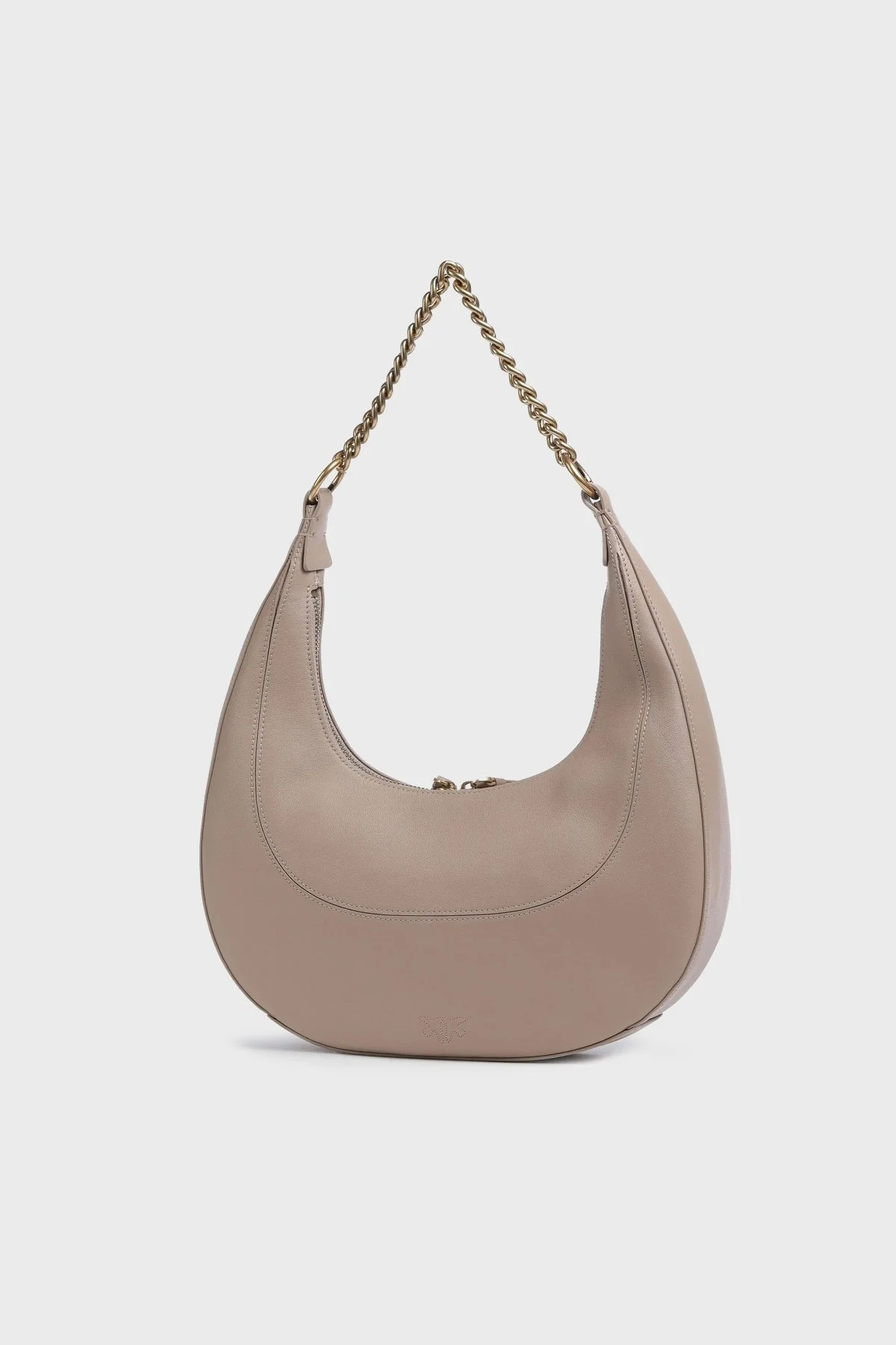 Pinko Hakiki Deri Fermuarlı Omuz Bayan Çanta 101526 A0QO D01Q BEJ - 4