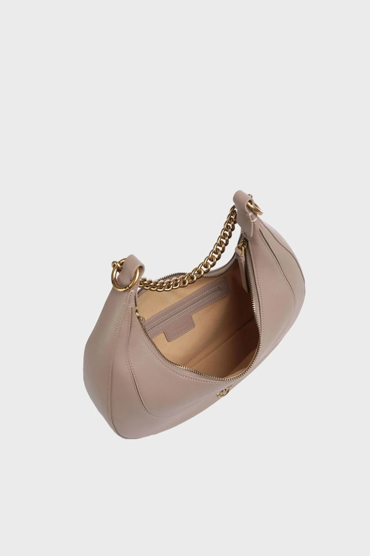 Pinko Hakiki Deri Fermuarlı Omuz Bayan Çanta 101526 A0QO D01Q BEJ - 6