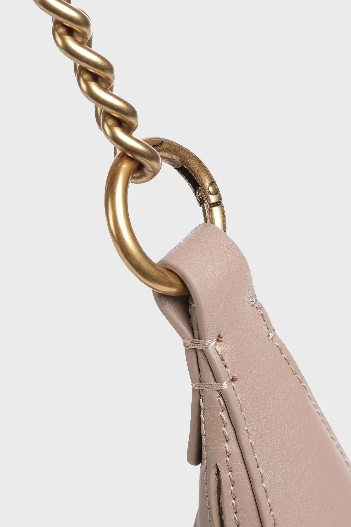 Pinko Hakiki Deri Fermuarlı Omuz Bayan Çanta 101526 A0QO D01Q BEJ - 7