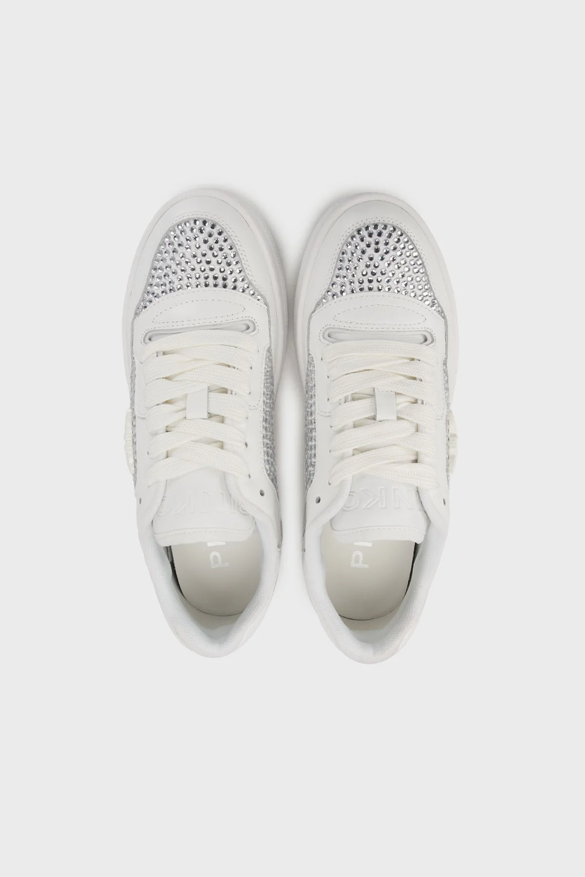 Pinko Hakiki Deri Taşlı Sneaker Bayan Ayakkabı SS0081P082Z1B BEYAZ - 9