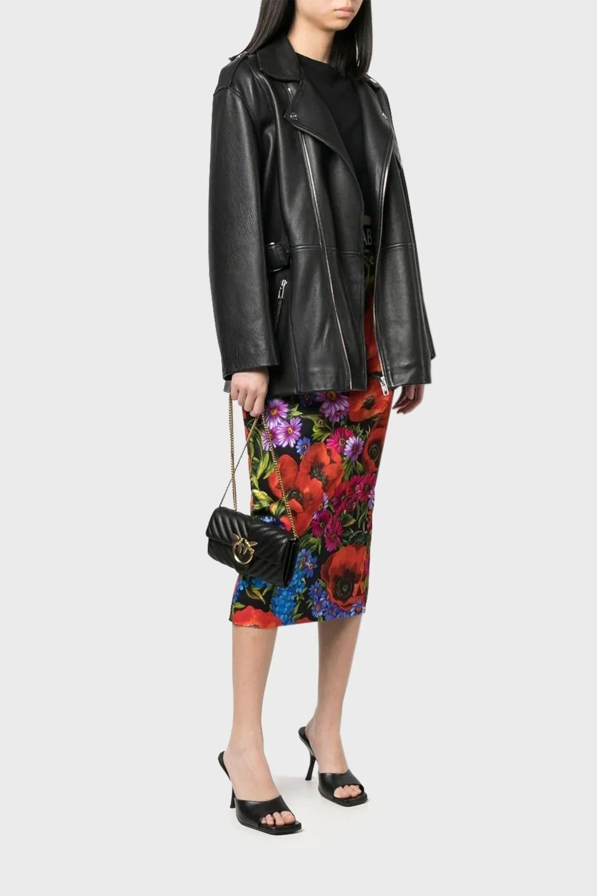 Pinko Hakiki Deri Zincir Askılı Bayan Cüzdan 100062 A0GK Z99Q SİYAH - 2