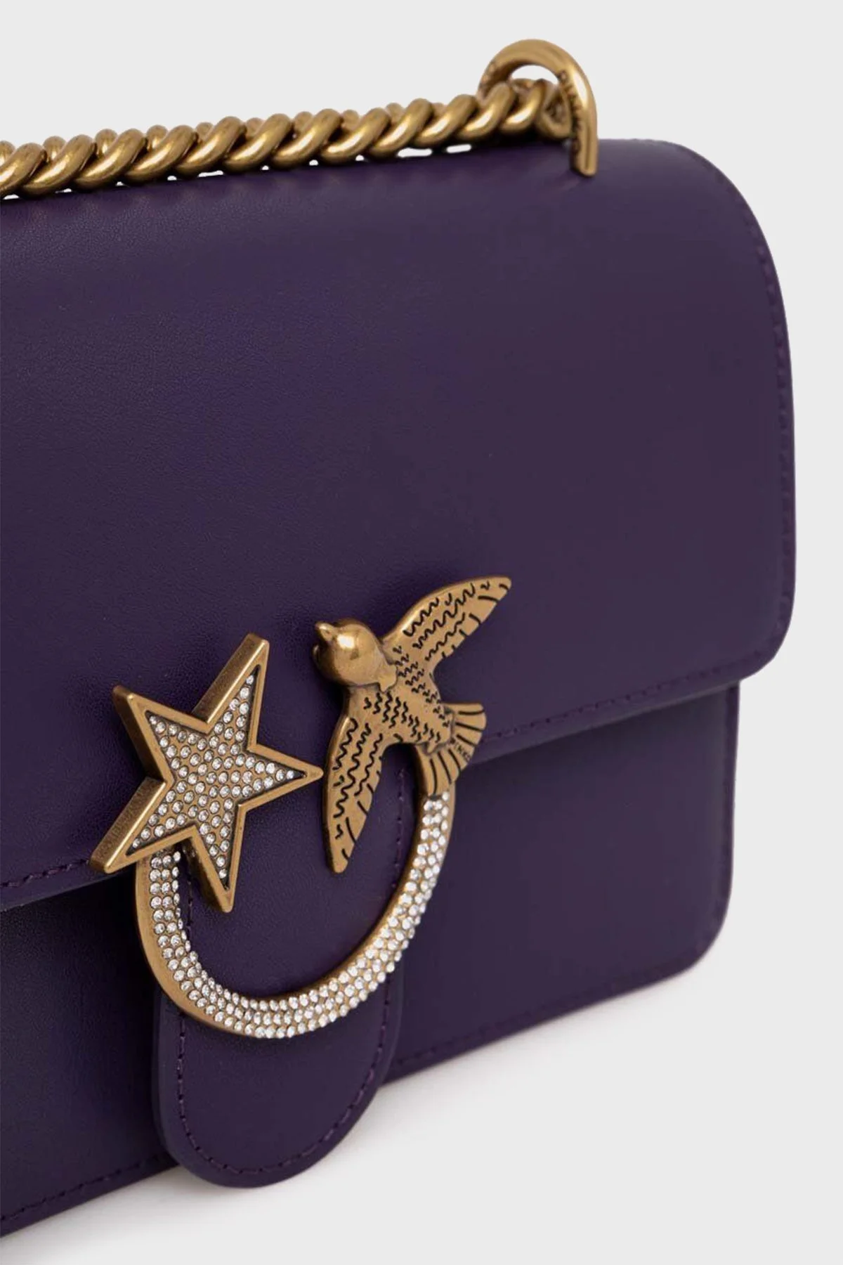 Pinko Hakiki Deri Zincirli Omuz Askılı Bayan Çanta 100074 A10G W84Q MOR - 3