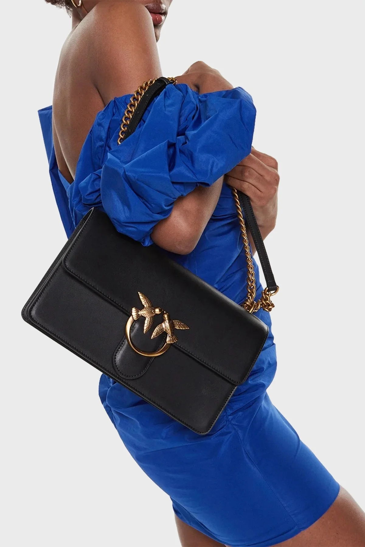 Pinko Hakiki Deri Zincirli Omuz Askılı Bayan Çanta 100941 A0F1 Z99Q SİYAH - 2