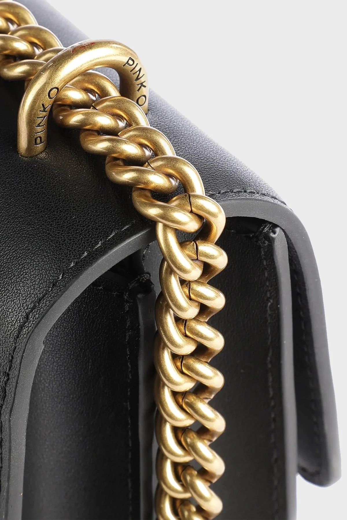 Pinko Hakiki Deri Zincirli Omuz Askılı Bayan Çanta 100941 A0F1 Z99Q SİYAH - 4